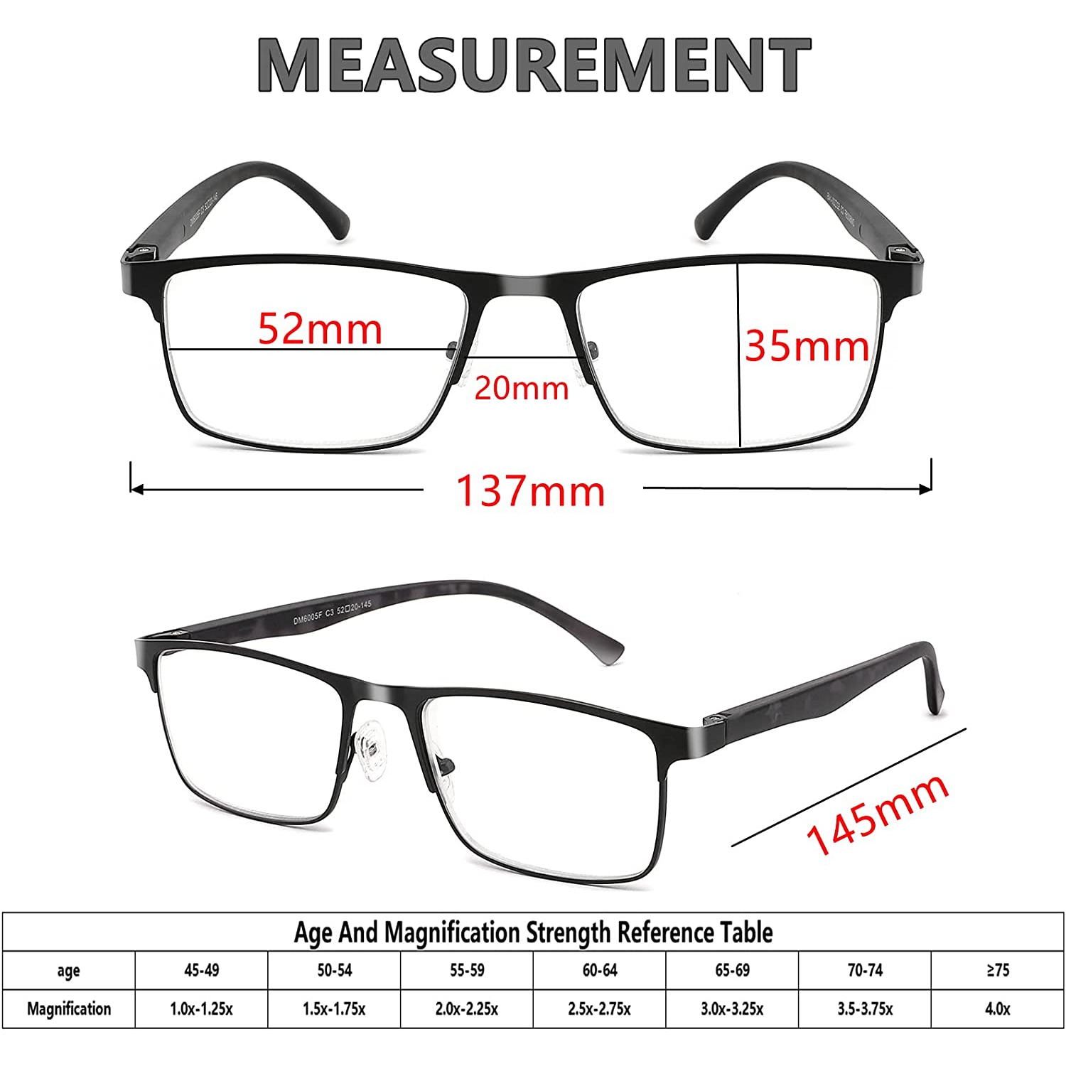 3-Pack Reading Glasses For Men Blue Light Filtering Full Frame Metal Readers
