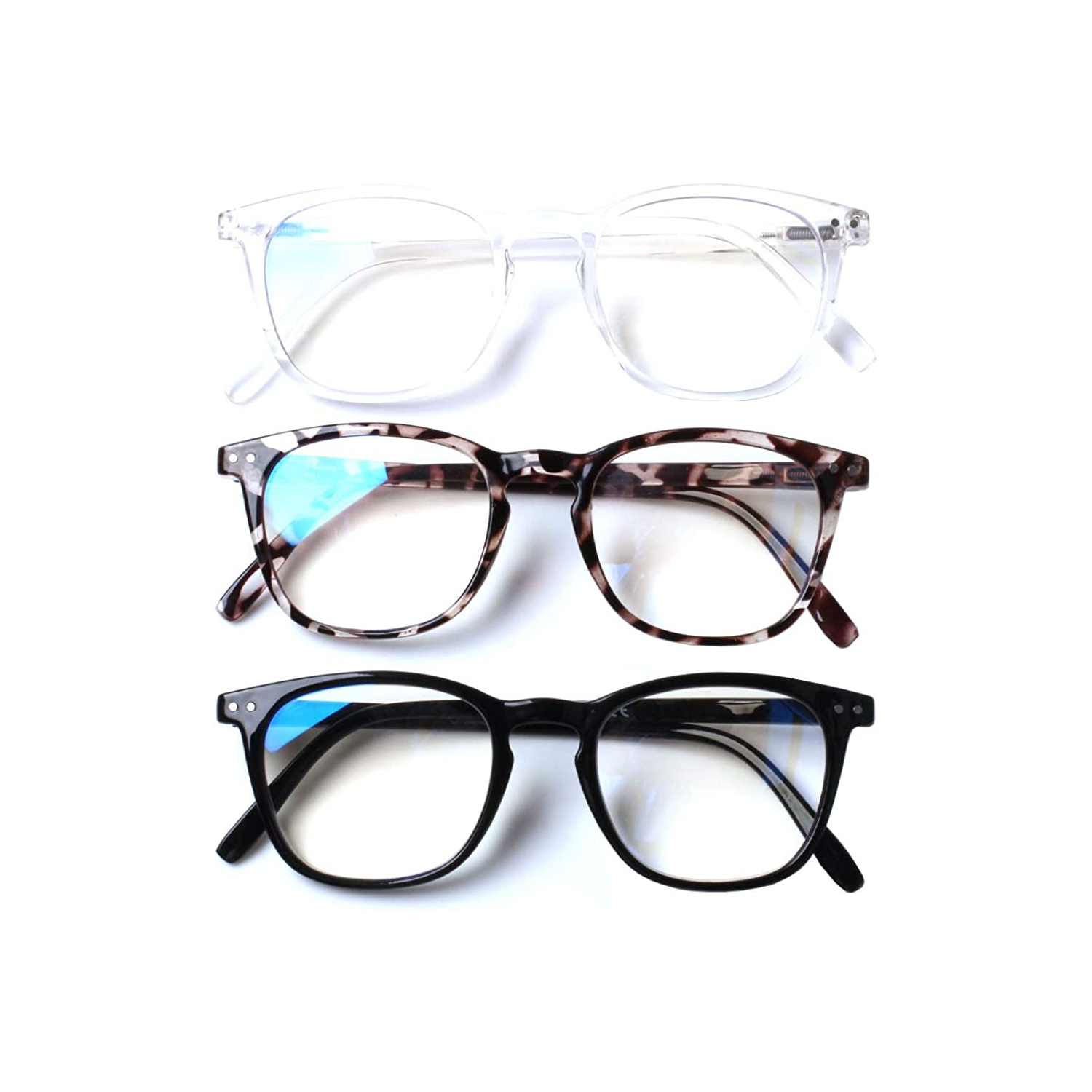 Paquet de 3 paires de lunettes de lecture anti-lumière bleue, lecteurs à charnière à ressort pour ordinateur pour hommes, filtre anti-UV