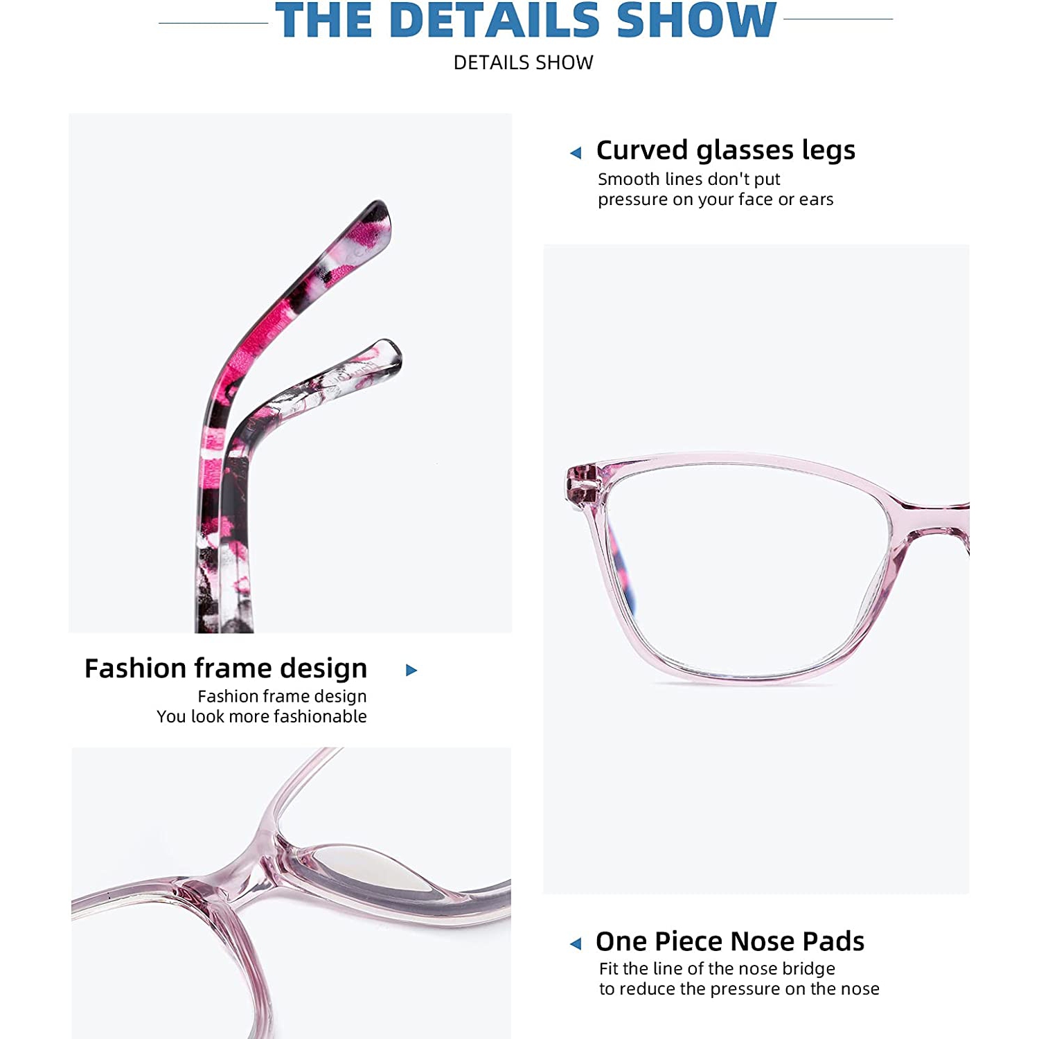 4 Pack Reading Glasses Blue Light Blocking for Women Men,Fashion Square Computer Readers with Spring Hinge,Anti