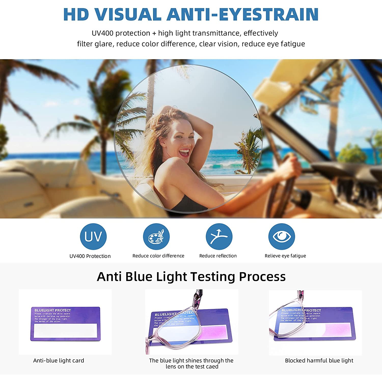 4 Pack Reading Glasses Blue Light Blocking for Women Men,Fashion Square Computer Readers with Spring Hinge,Anti