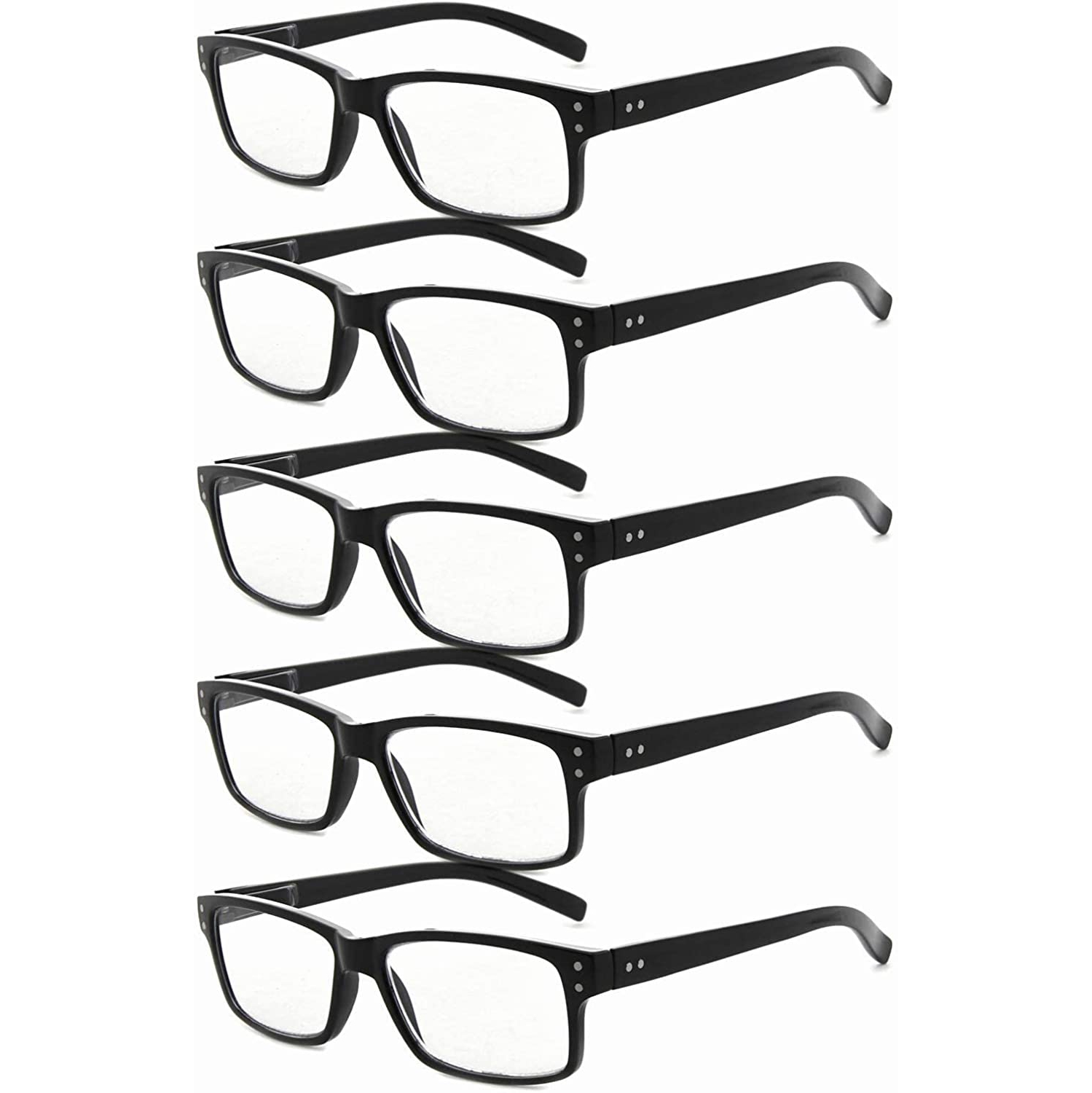 5-pack Men Vintage Reading Glasses Spring Hinges Includes Sunshine Readers