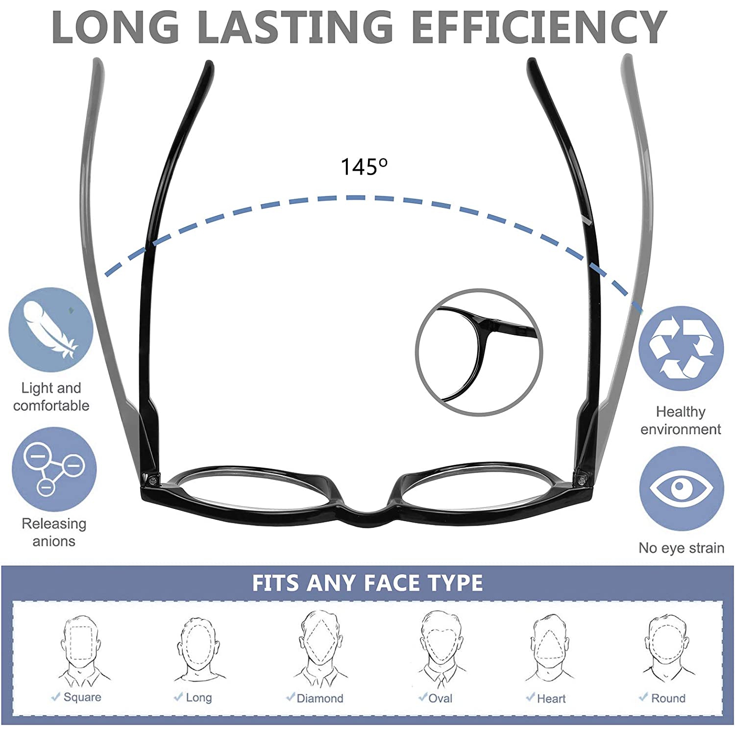 Paquet de 5 paires de lunettes de lecture anti-lumière bleue charnière à ressort pour lunettes légères anti-reflets pour femmes