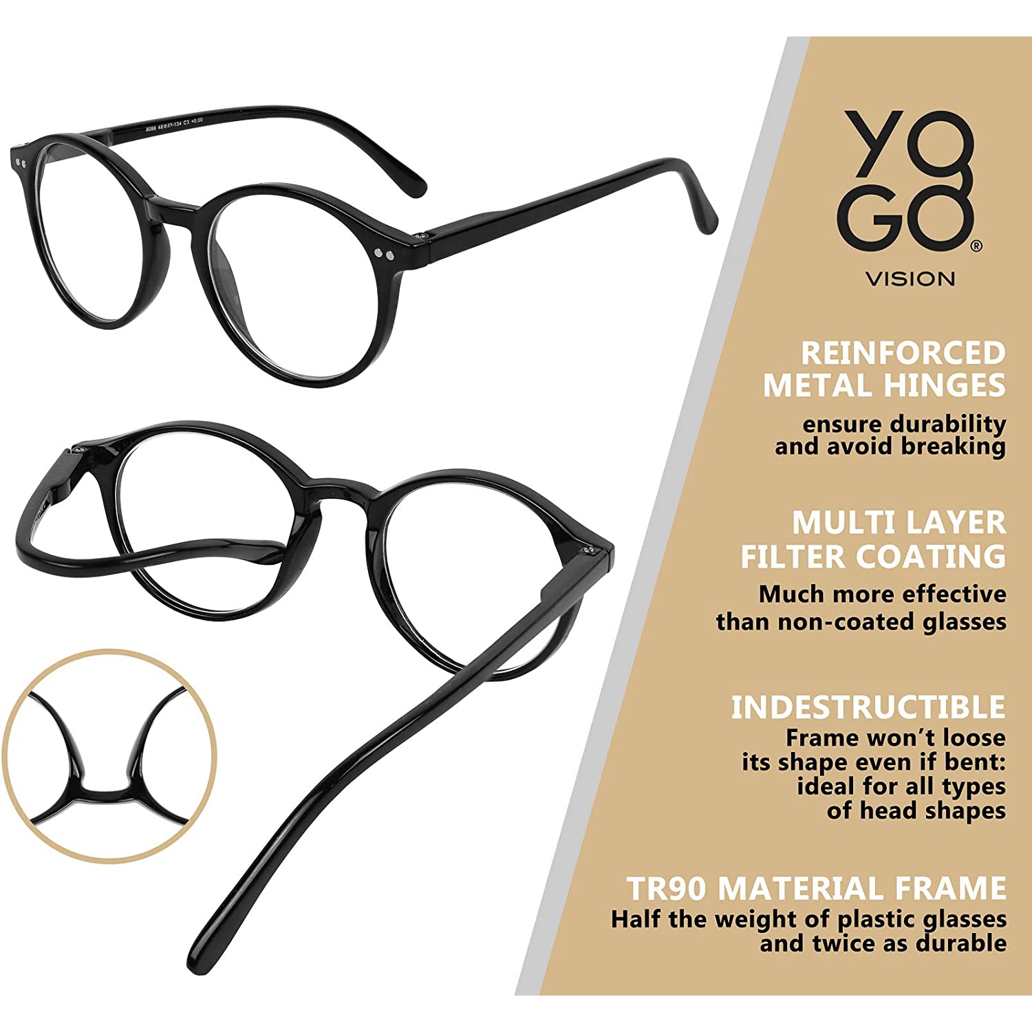 Paquet de 5 paires de lunettes de lecture anti-lumière bleue charnière à ressort pour lunettes légères anti-reflets pour femmes