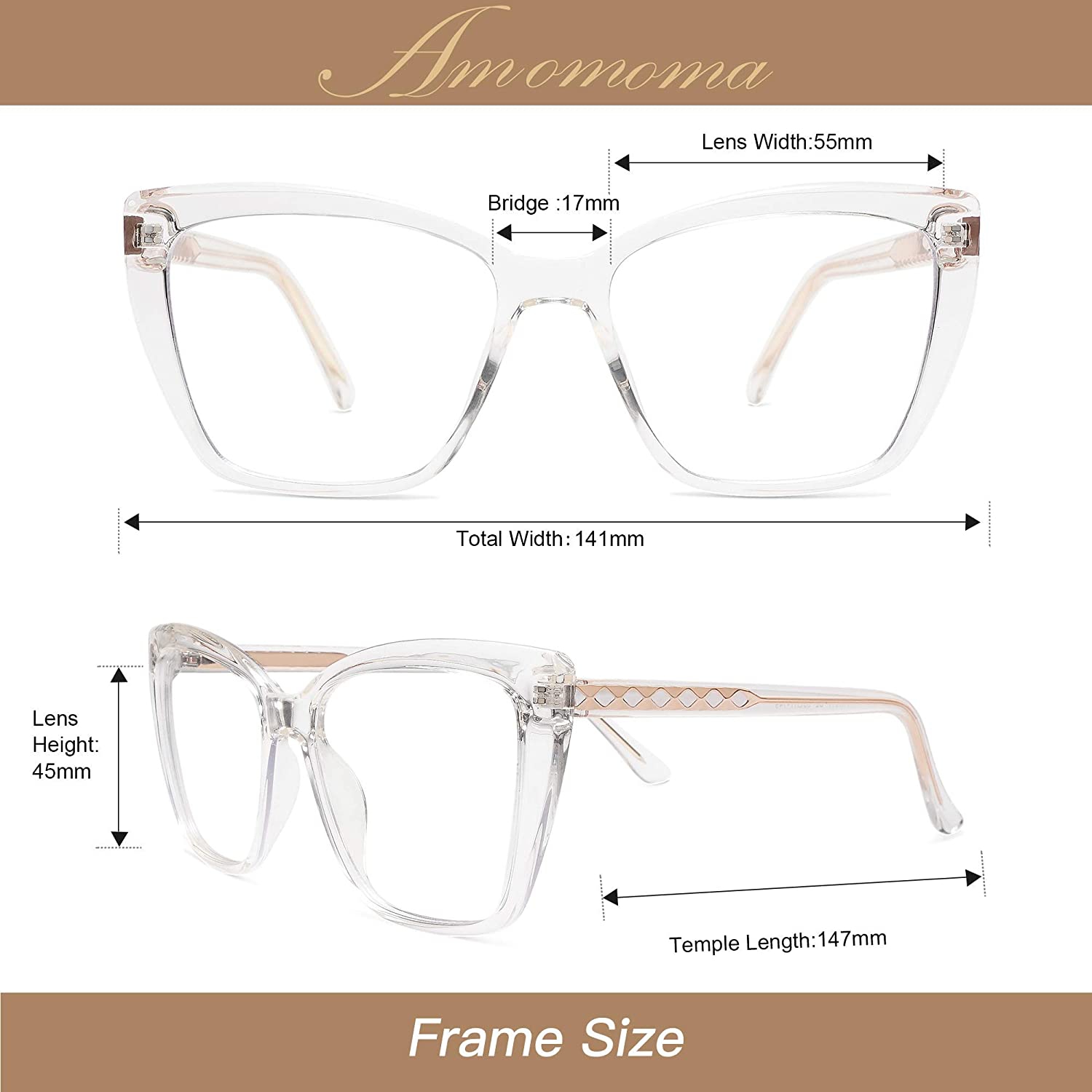 Trendy TR90 Oversized Blue Light Reading Glasses Women,Stylish Square Cat Eye Glasses AM6031
