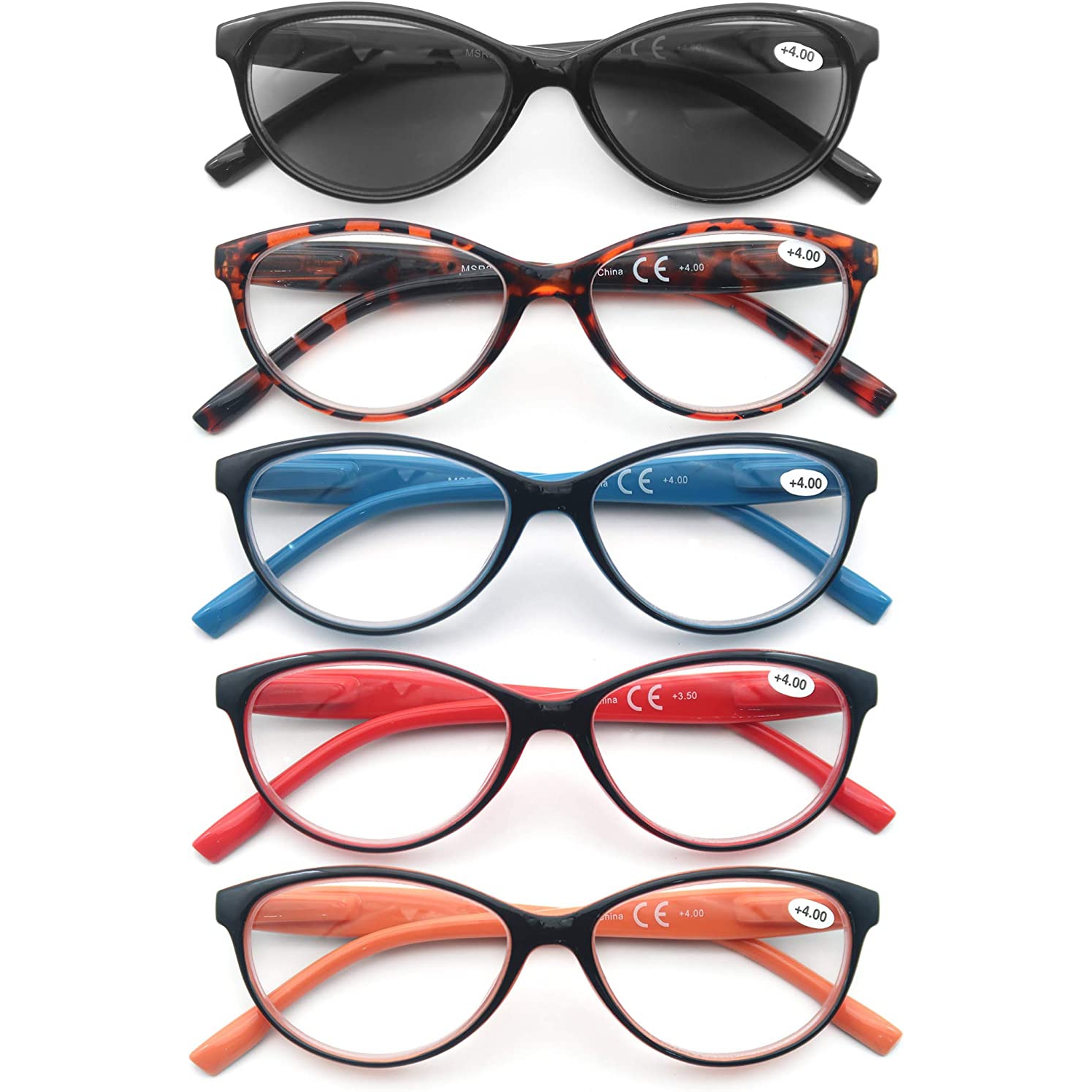 Reading Glasses Women 5 Pack Beautiful Women Reader Inculding Spring Hinge 5 Pouch