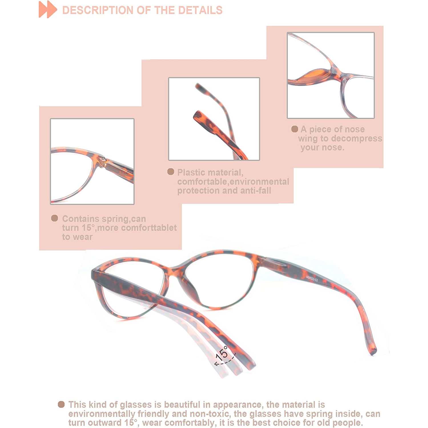 Reading Glasses Women 5 Pack Beautiful Women Reader Inculding Spring Hinge 5 Pouch