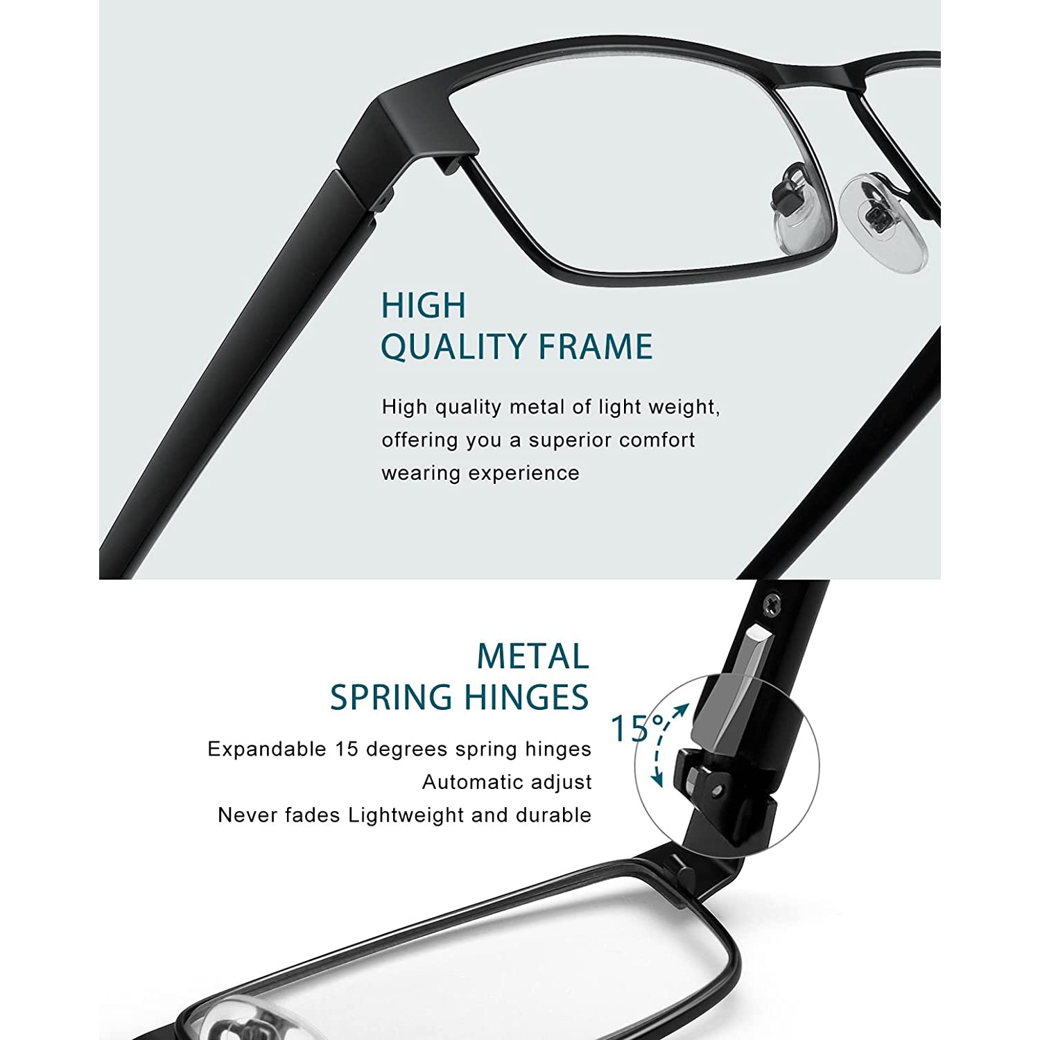 Paquet de 3 paires de lunettes de lecture pour ordinateur à cadre carré anti-fatigue anti-lumière bleue pour hommes