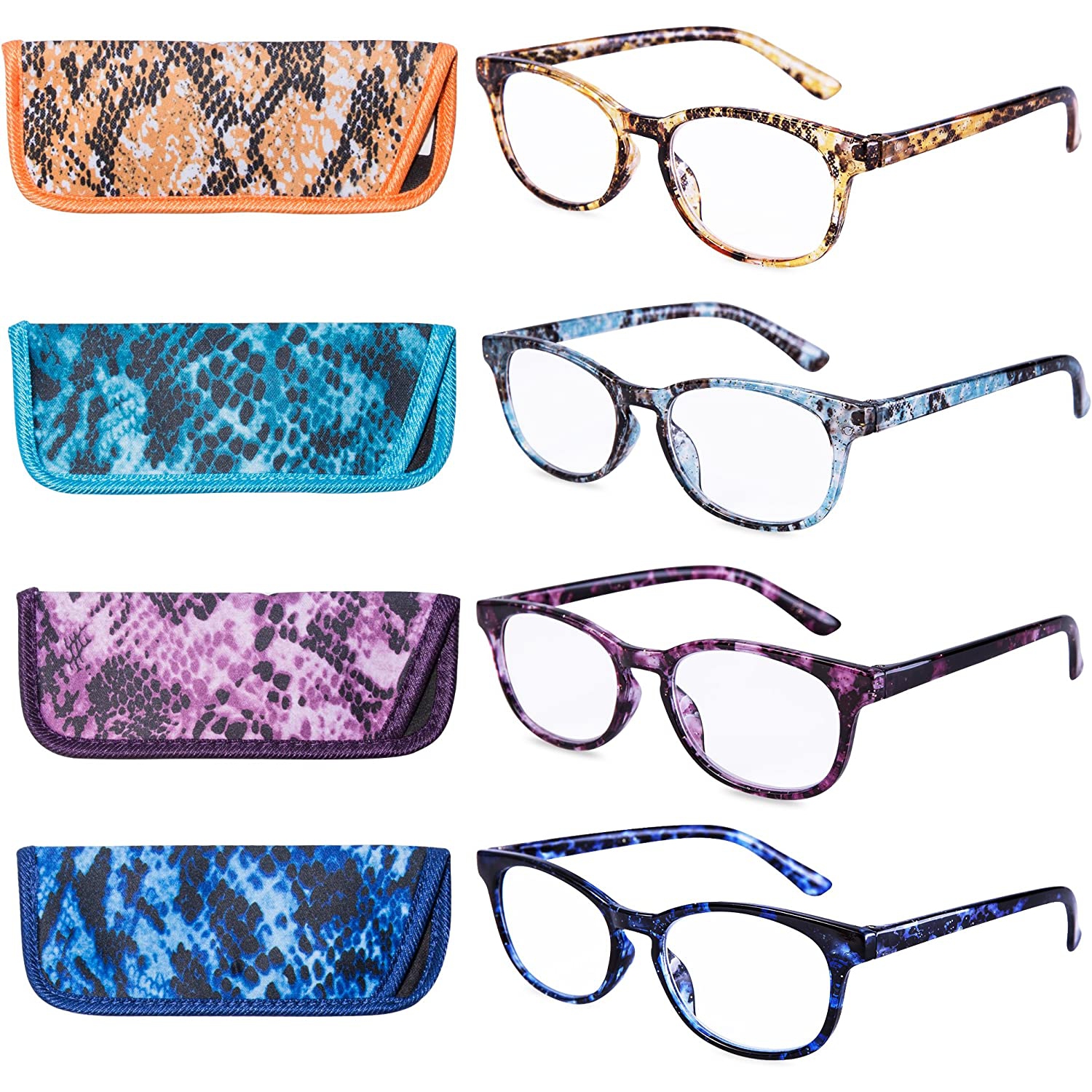 Paquet de 4 paires de lunettes de lecture mode colorées pour femmes