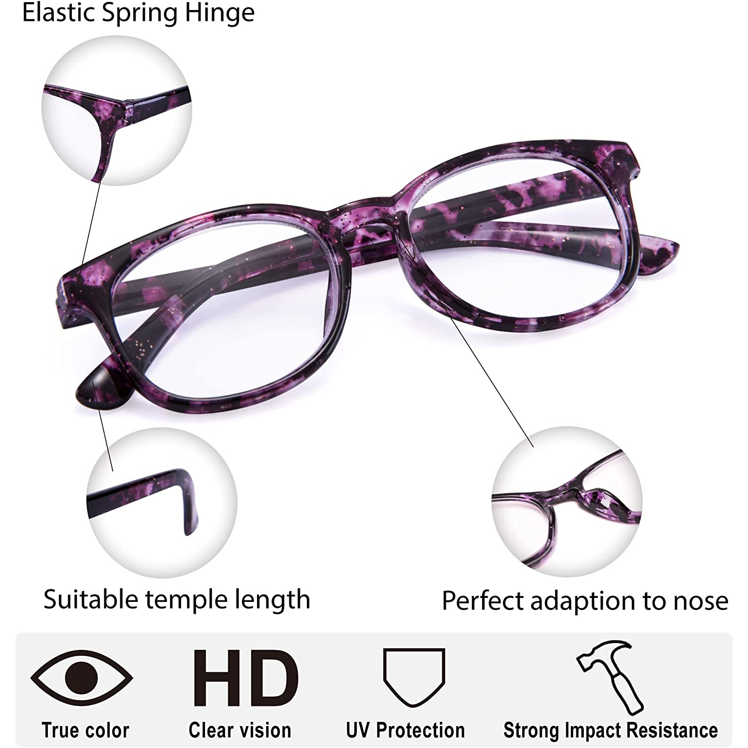 Paquet de 4 paires de lunettes de lecture mode colorées pour femmes