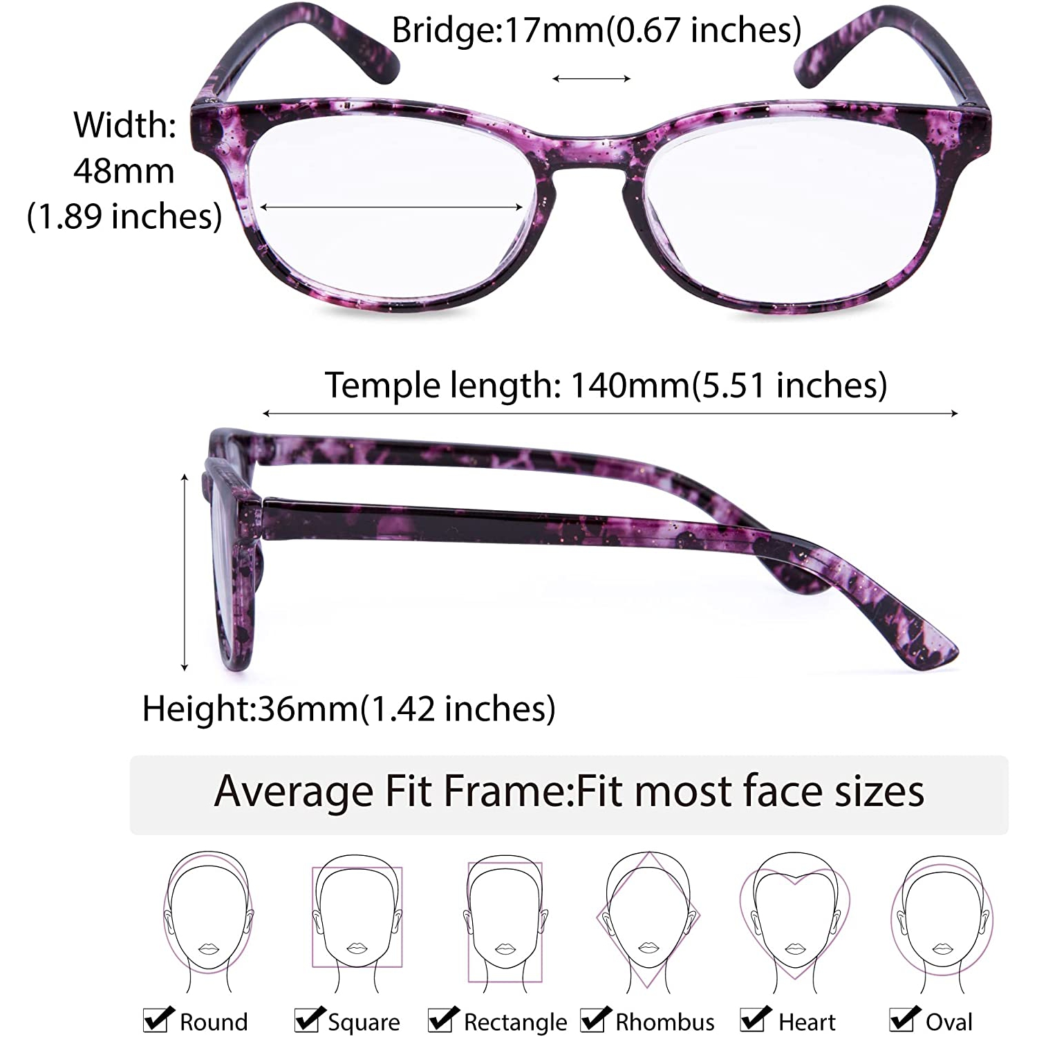 Paquet de 4 paires de lunettes de lecture mode colorées pour femmes