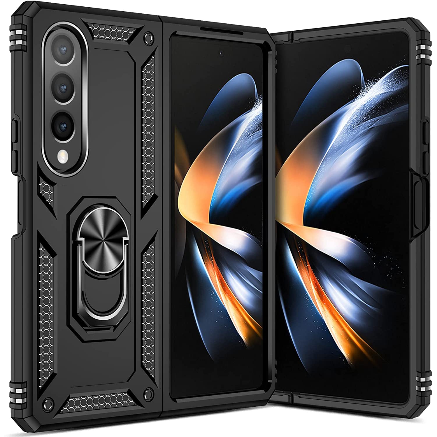 Étui béquille de Ring pour Galaxy Z Fold4 5G, étui robuste double couche de protection contre les chutes pour Galaxy de Samsung