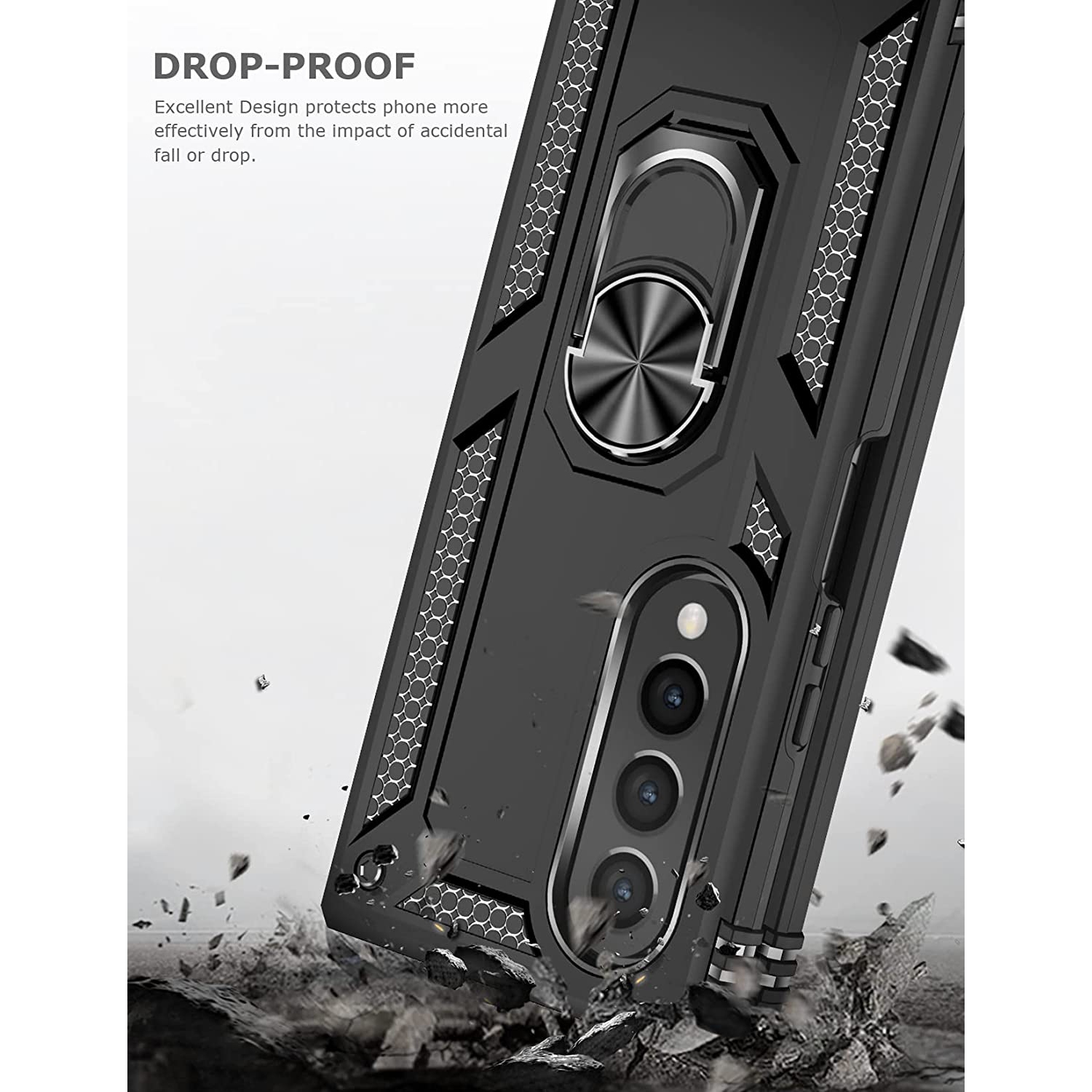 Étui béquille de Ring pour Galaxy Z Fold4 5G, étui robuste double couche de protection contre les chutes pour Galaxy de Samsung