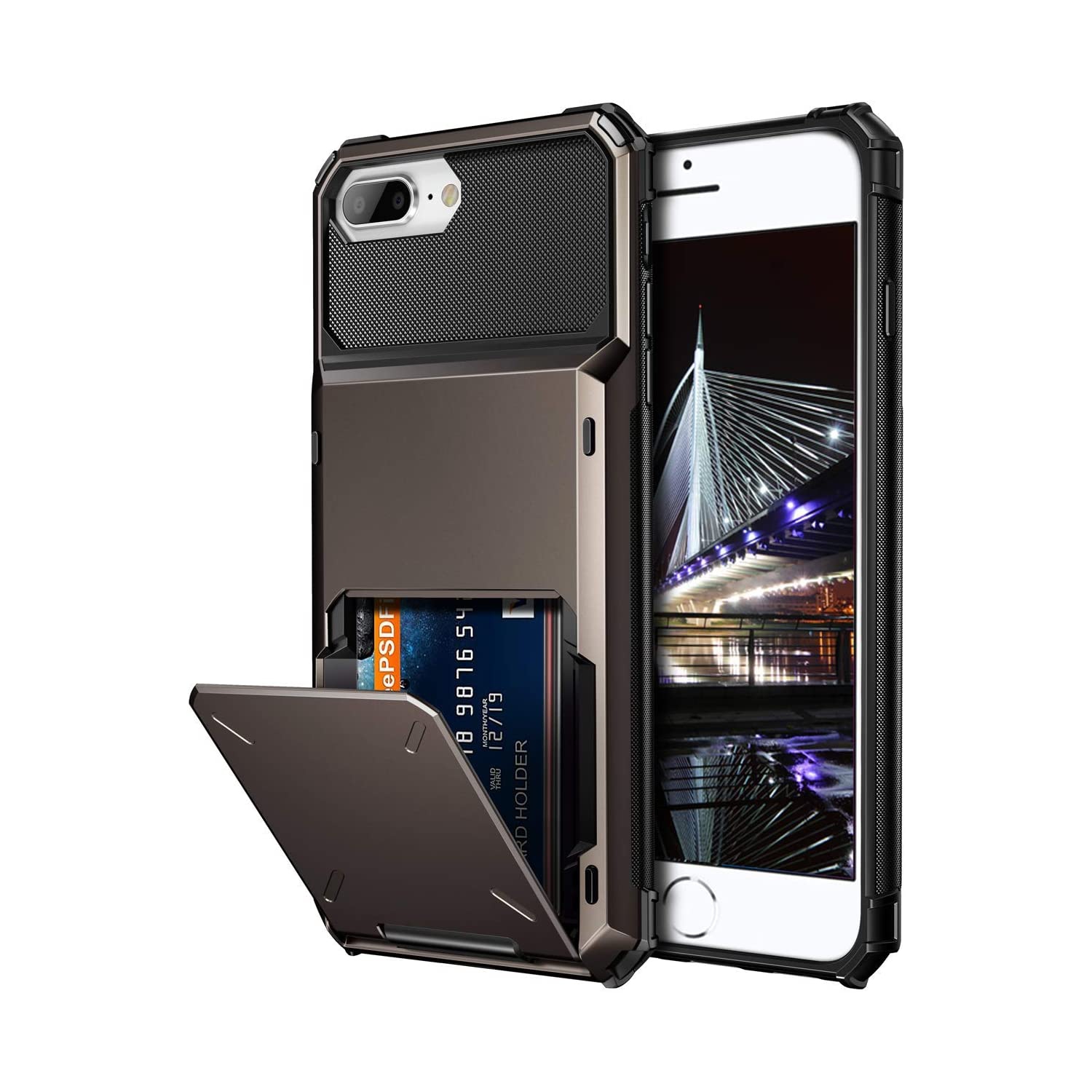 Case for iPhone 6s Plus 6 Plus 7 Plus 8 Plus Wallet Cover Credit Card Holder Slot Pocket Dual Layer Protective