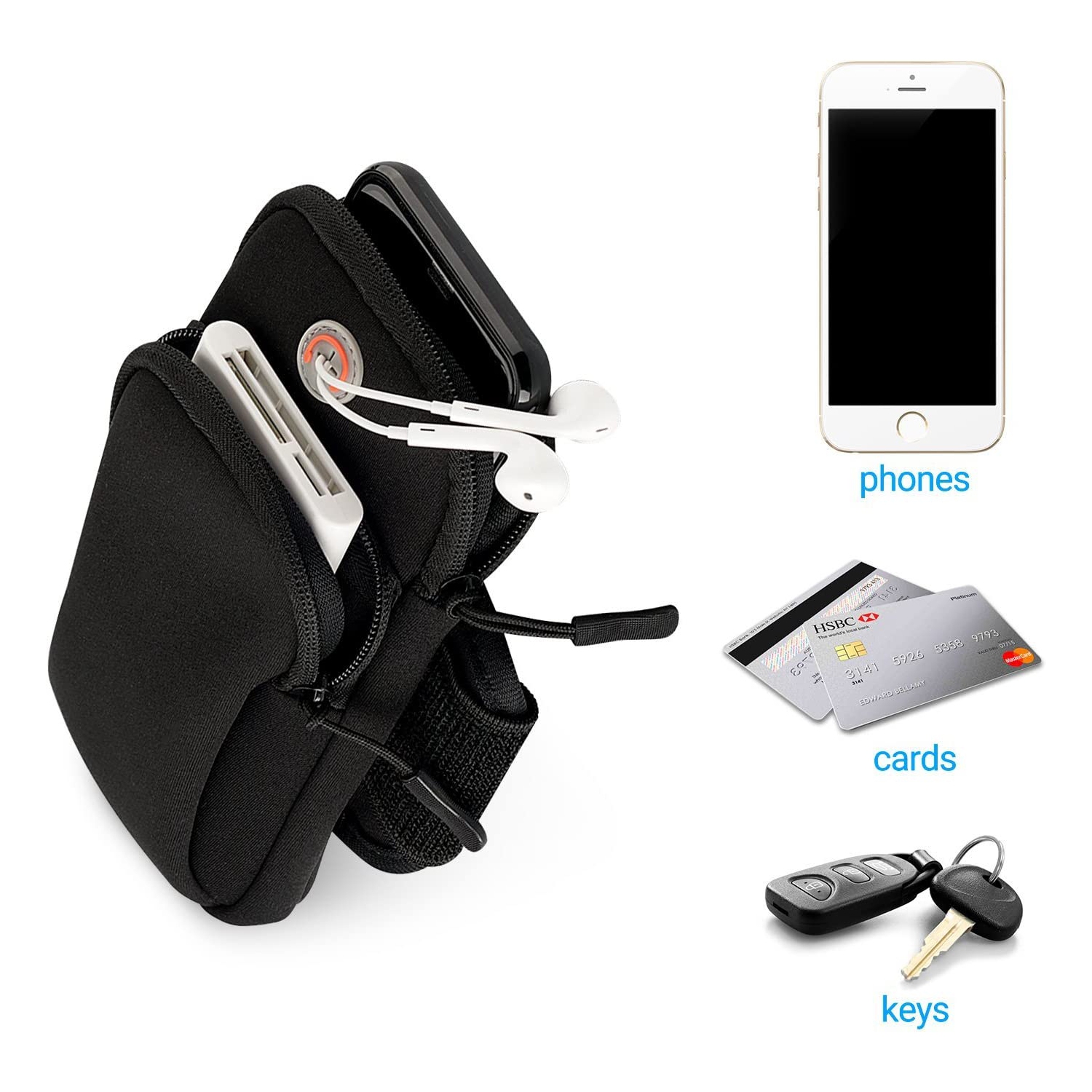 Brassard pour téléphone cellulaire pour iPhone 13 12 11 Pro XR XS X 8 7 6 6s, Galaxy S21 Ultra S20 S10 S9 résistant à la sueur Sports