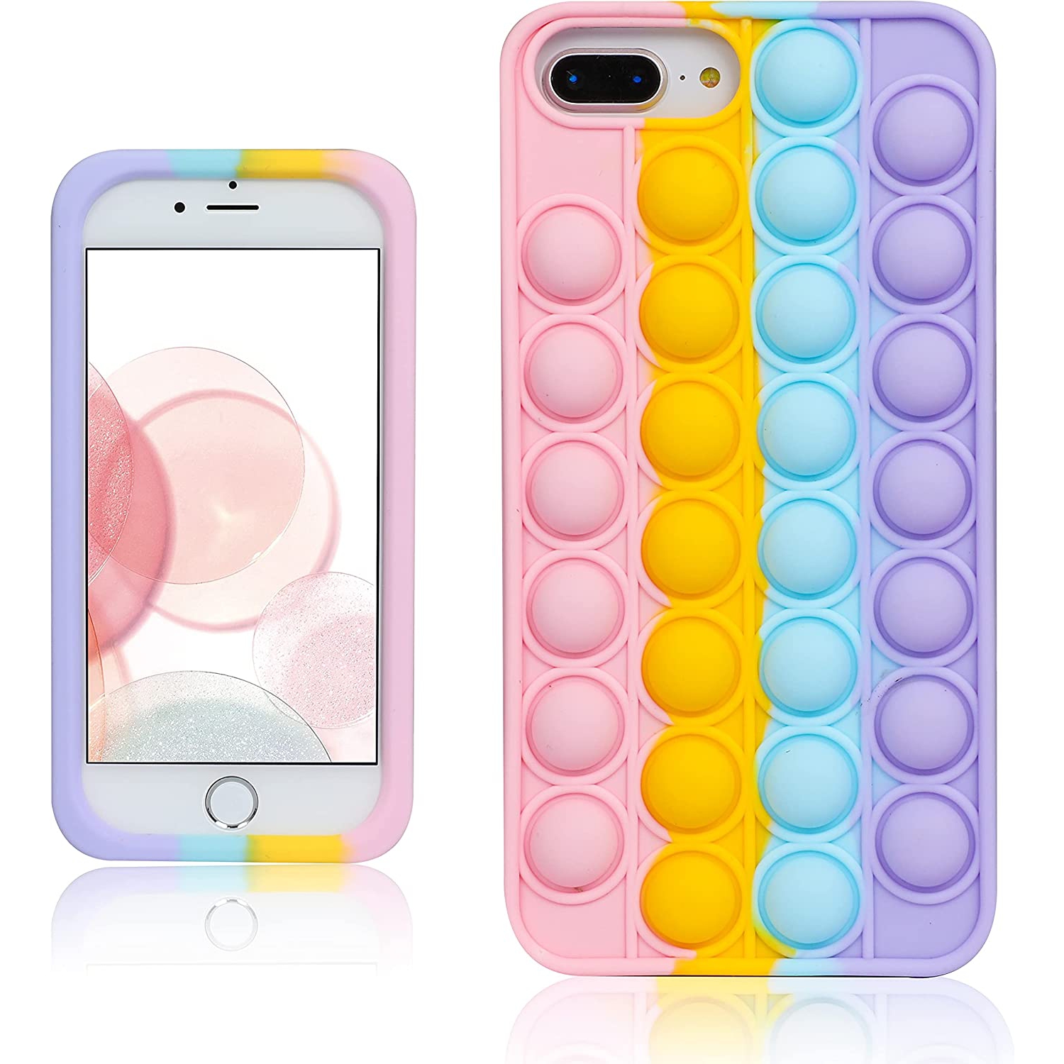 Color Bubble Case for iPhone 6 Plus/6S Plus/7 Plus/8 Plus Fidget Designer 3D Cartoon Silicone Cute Fun