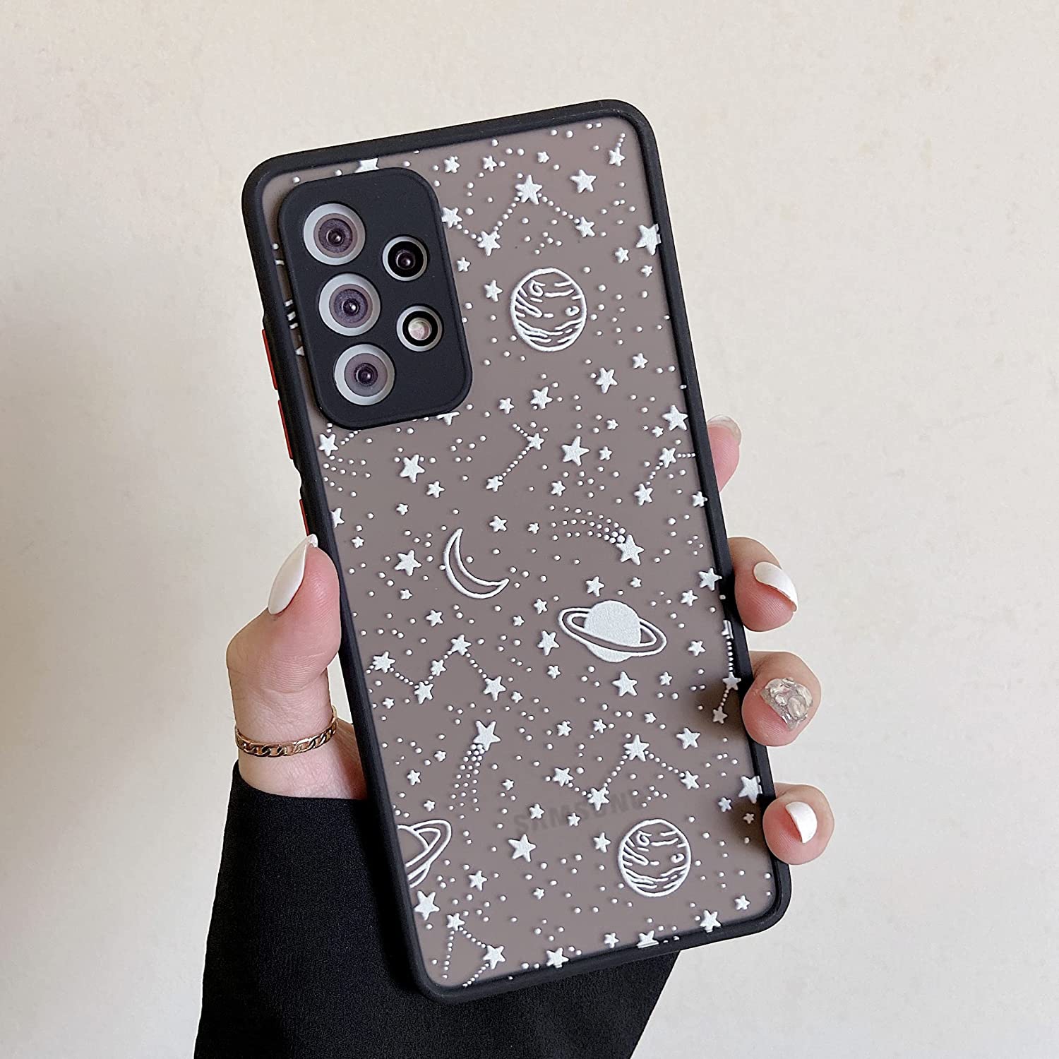 Compatible with Samsung Galaxy A53 5G,Planet Sky Star Pattern Protective Phone Case Translucent Frosted Hard PC