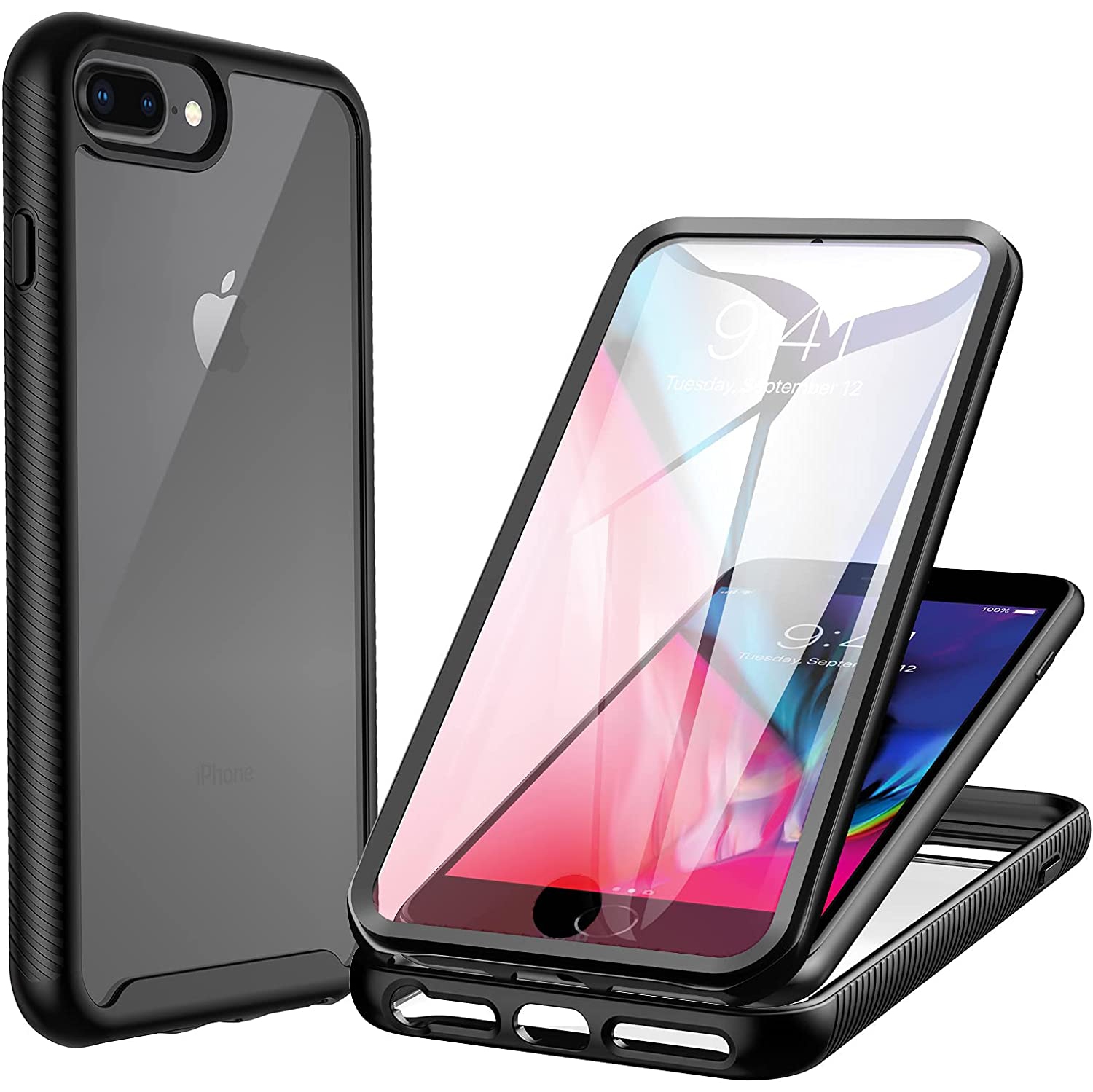 for iPhone 8 Plus Case, iPhone 7 Plus Case, iPhone 6 Plus / 6S Plus Case with Built-in Screen Protector, Full