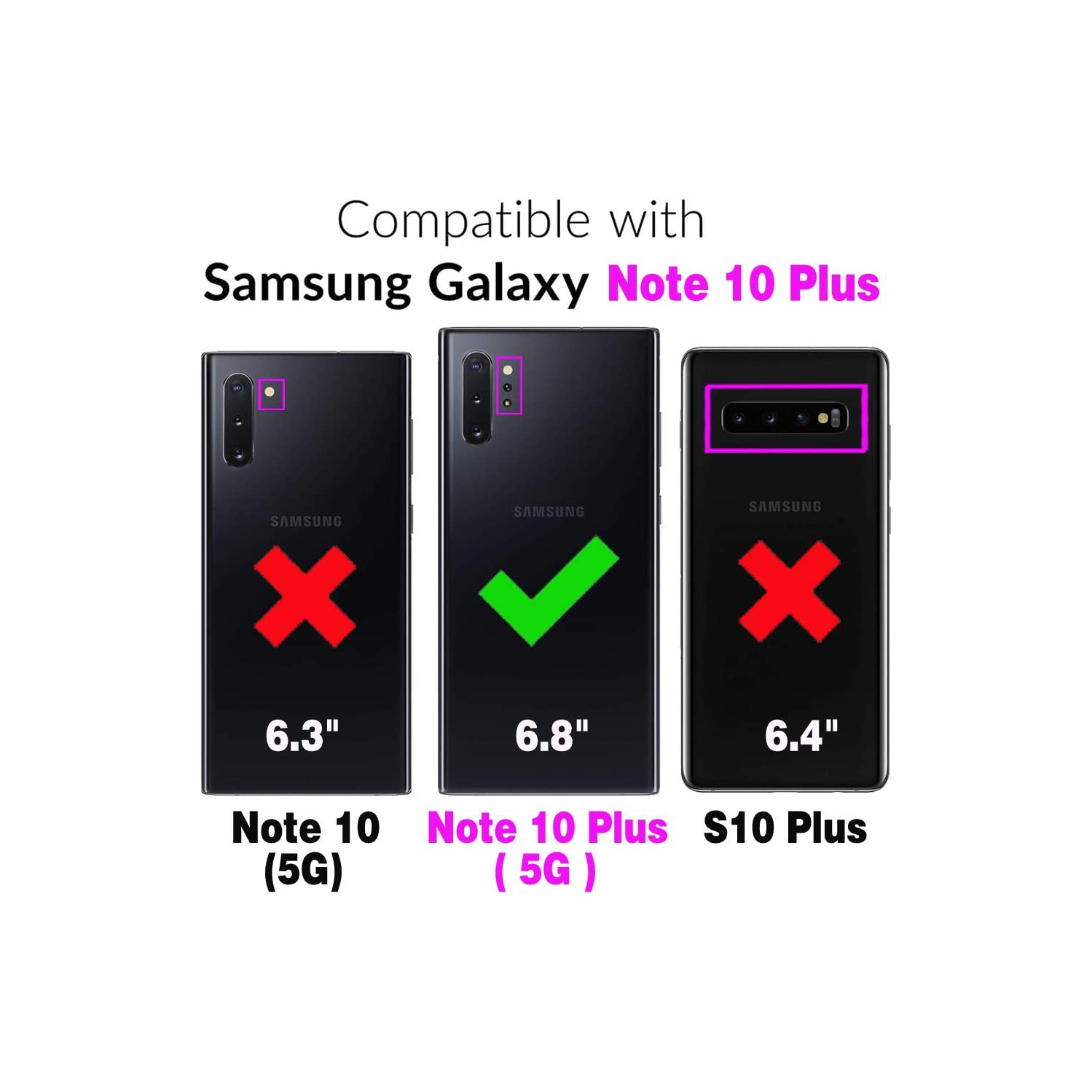 Phone Case for Samsung Galaxy Note 10 Plus Glaxay Note10+ 5G with Tempered Glass Screen Protector Credit Card Holder