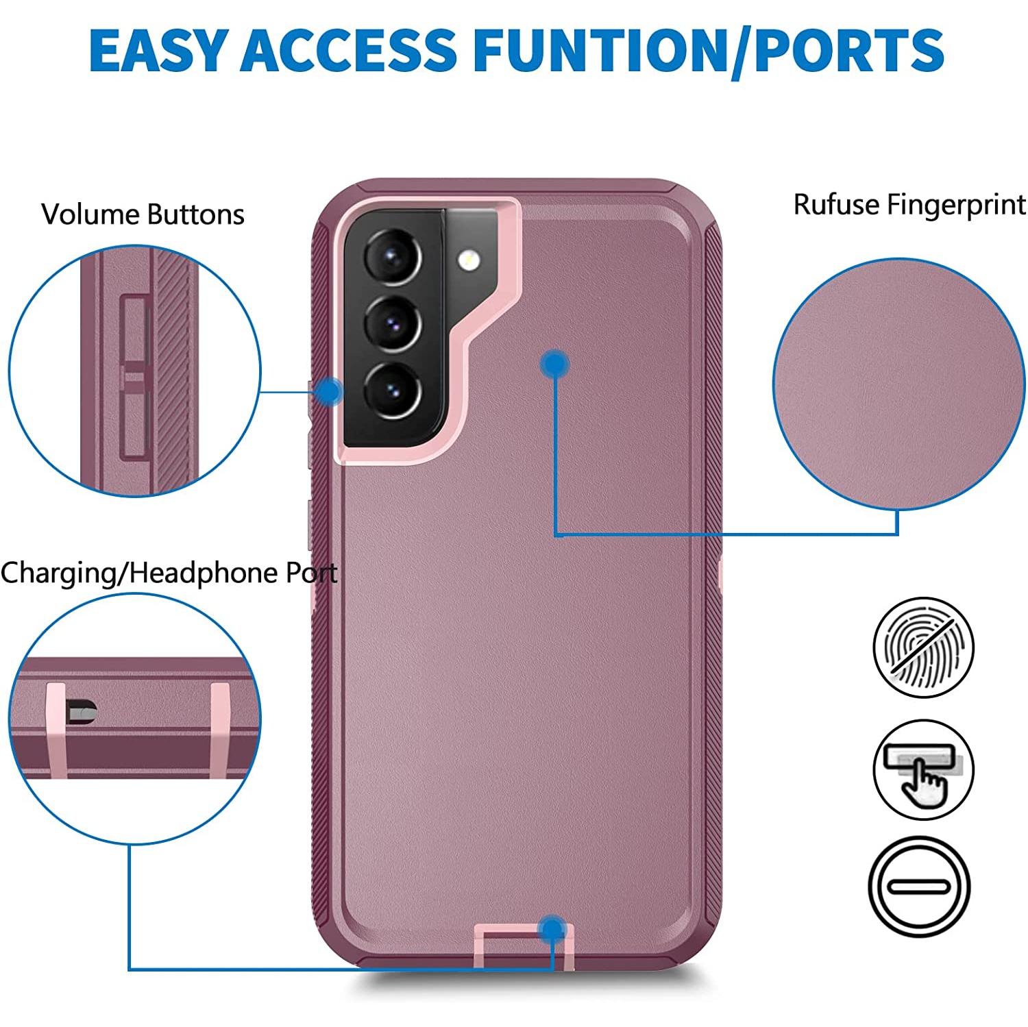 Defender Case for Samsung Galaxy S22 Plus 5G, Galaxy S22 Plus 5G Phone Case Heavy Duty Shockproof Dustproof 3 in