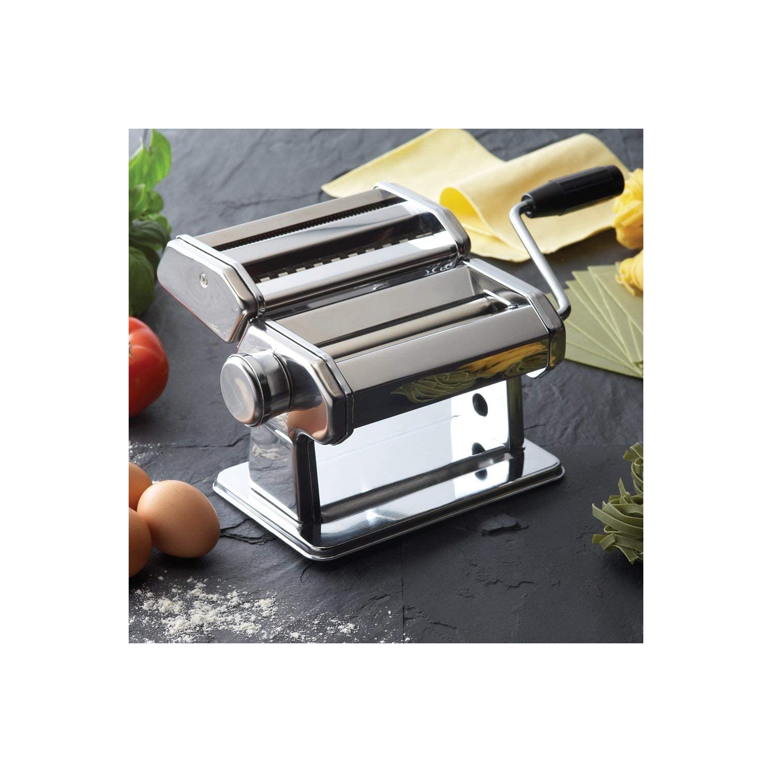 Stainless Steel Manual Pasta Maker Machine | with Adjustable Thickness Settings | Perfect for Professional