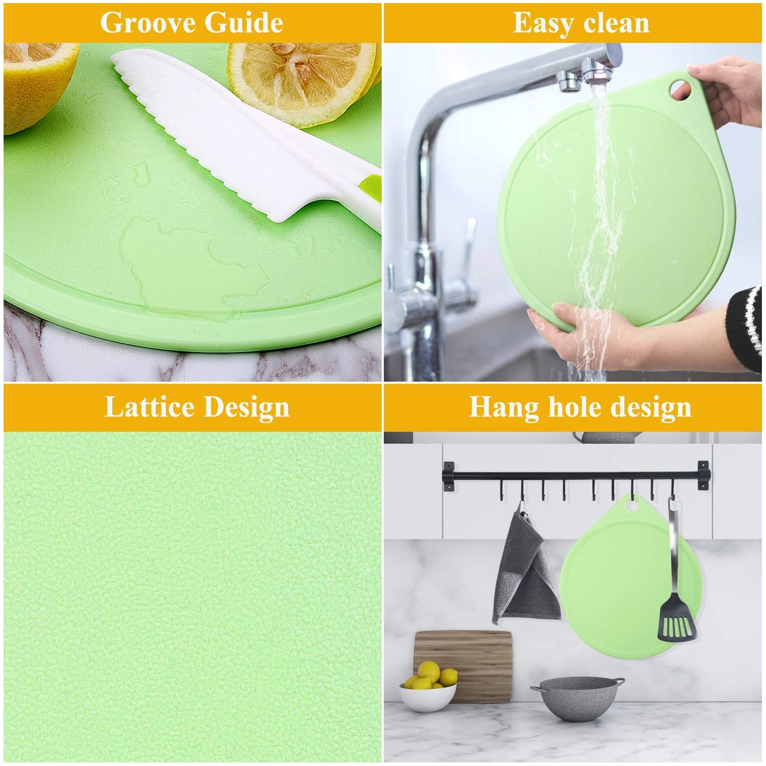 Kids Knife Set, Children's Cooking Knives in 3 Sizes and Plastic Cutting Board/Firm Grip, Serrated Edges,