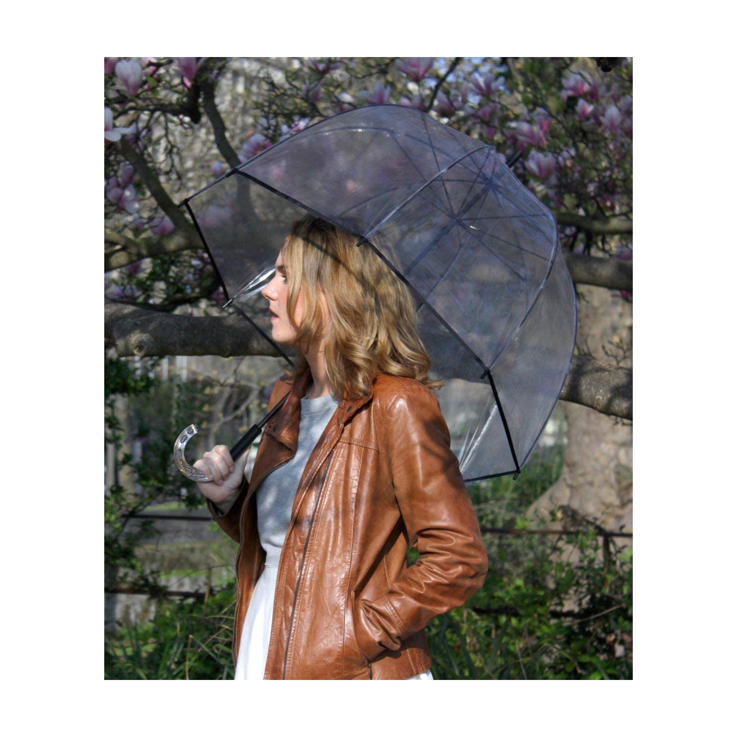 Parapluie avec étoiles transparentes en forme de cage d'oiseau – dôme transparent