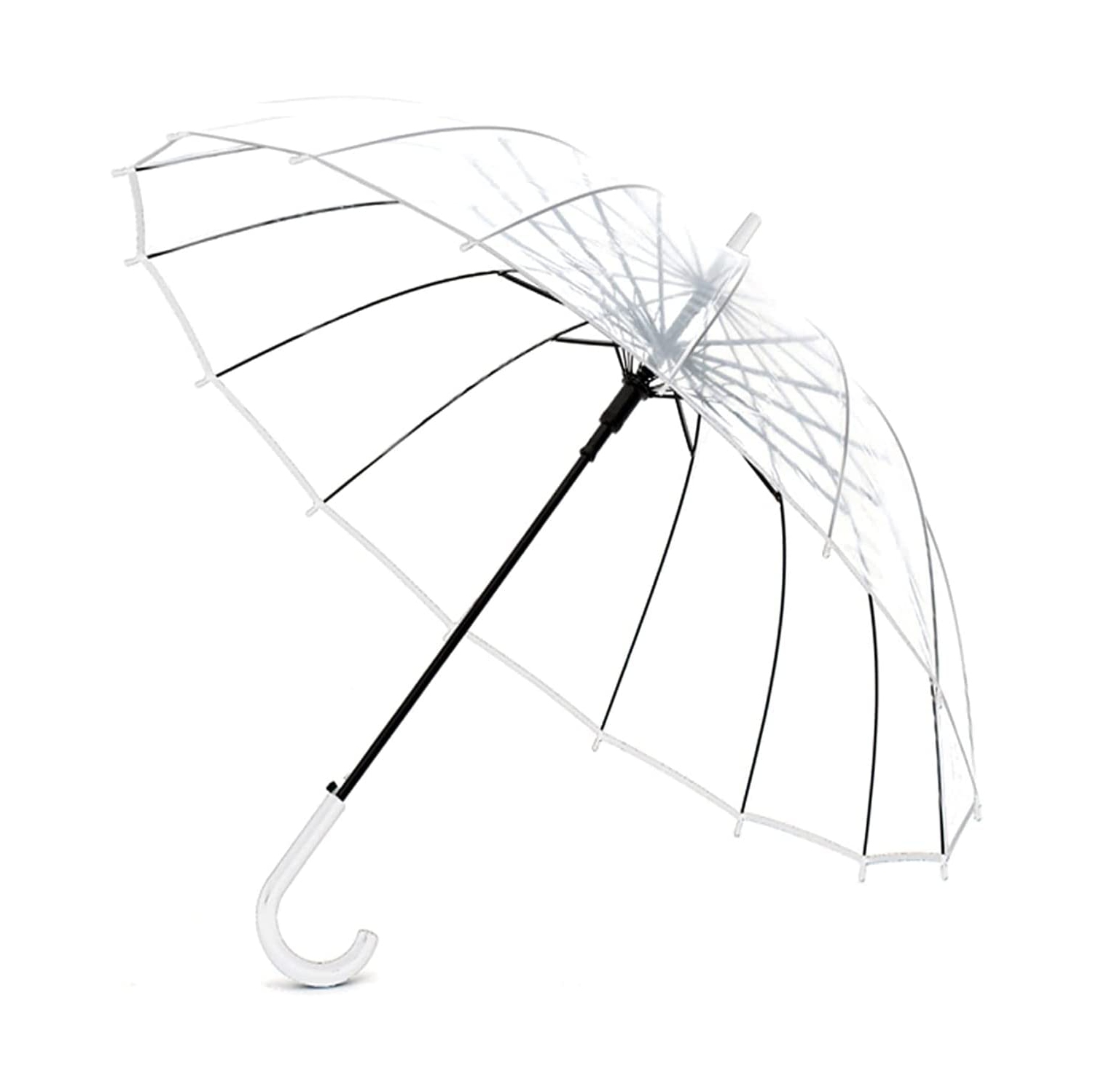 Parapluie de voyage transparent Bubble On ouvre automatiquement 16 côtes en acier très grand dôme en PVC résistant au vent KS10