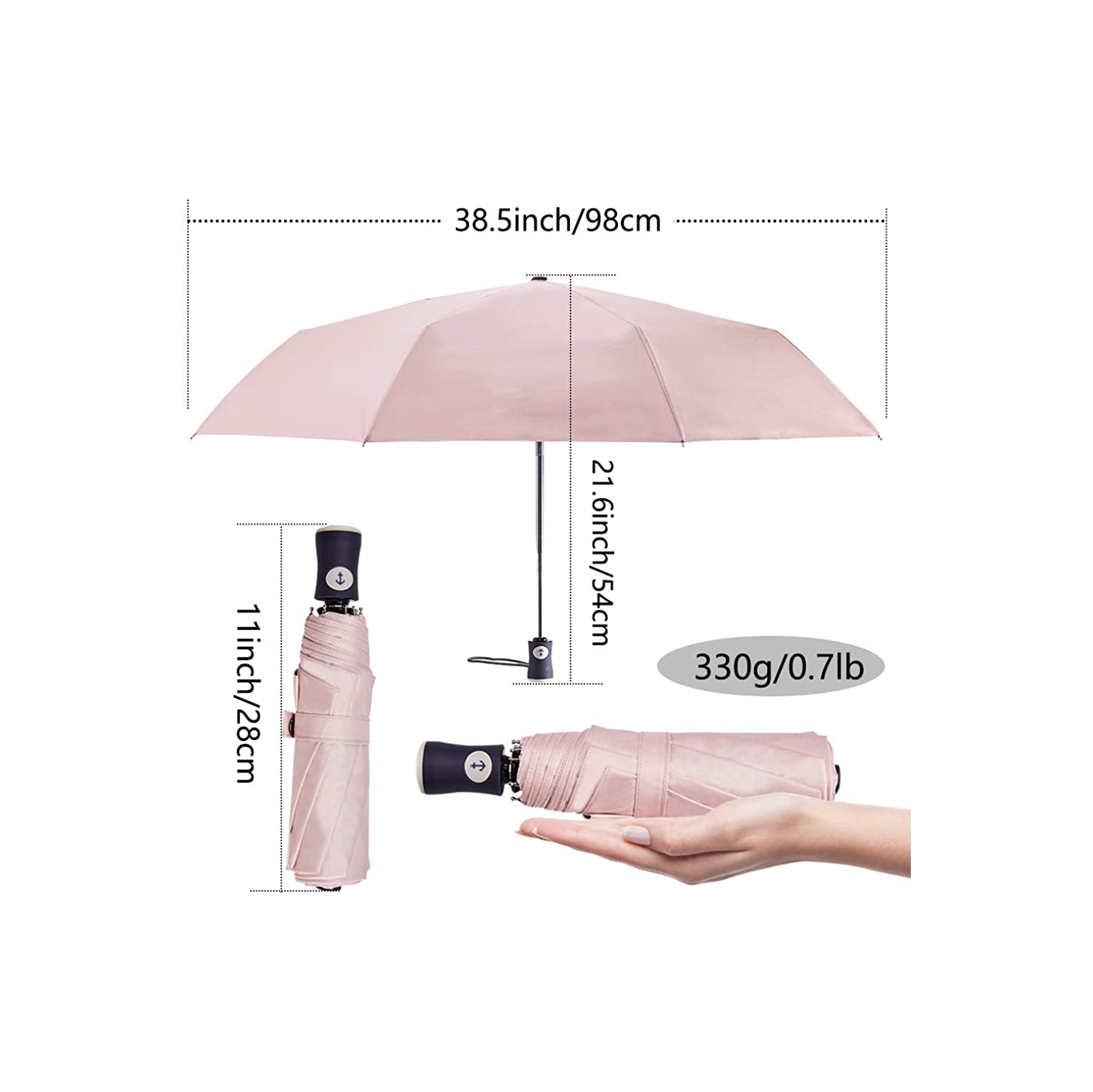 UV Parapluie de voyage compact pliable à fermeture automatique parapluie compact et à fermeture automatique parasol repliable pour femmes