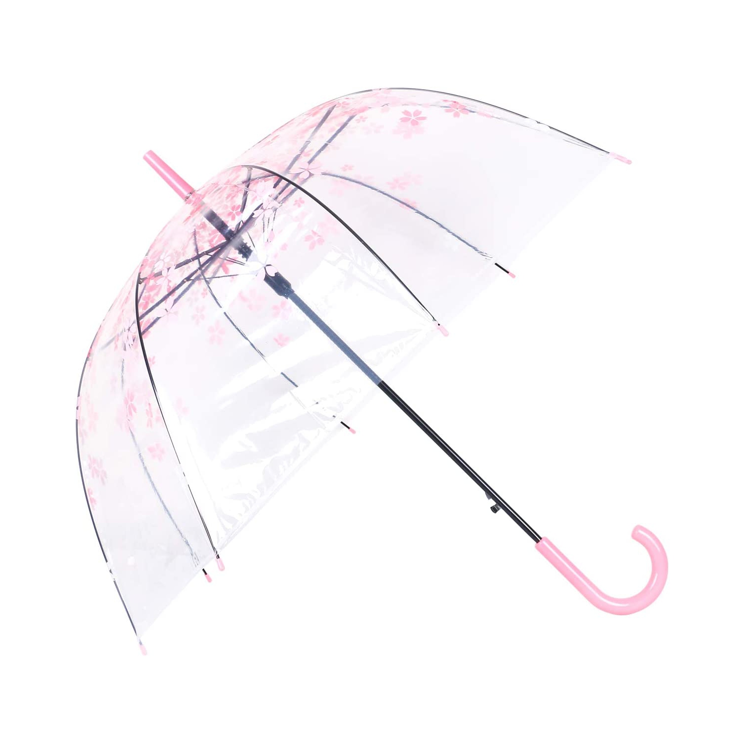 Élégant Arch Umbrella – Parapluie antivent en cerisier transparent Cute Cute Design Romantic long Handle KS11
