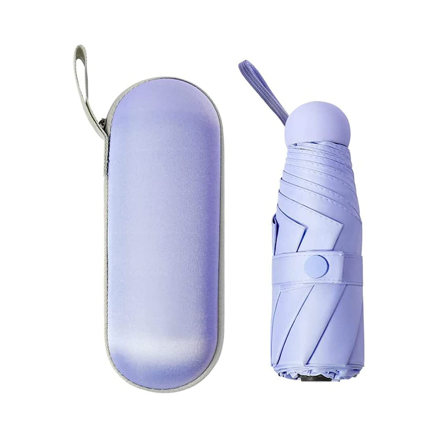 Mini-parasol compact de voyage pour femmes et hommes avec petit parasol portatif 8 côtes levées résistant au soleil et à la pluie avec protection