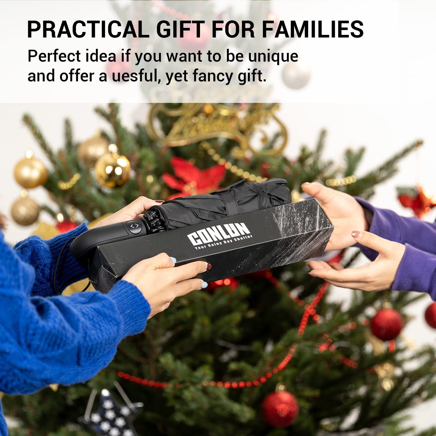 Parapluie compact à l’épreuve du vent et à inversion automatique pour la pluie – hommes et femmes, repliable