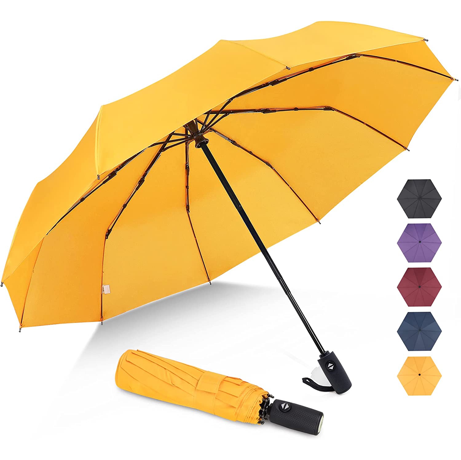 Parapluie de voyage résistant au vent 45 po - Parapluie compact Solide 10 Ribs compact et automatique petit format parapluie