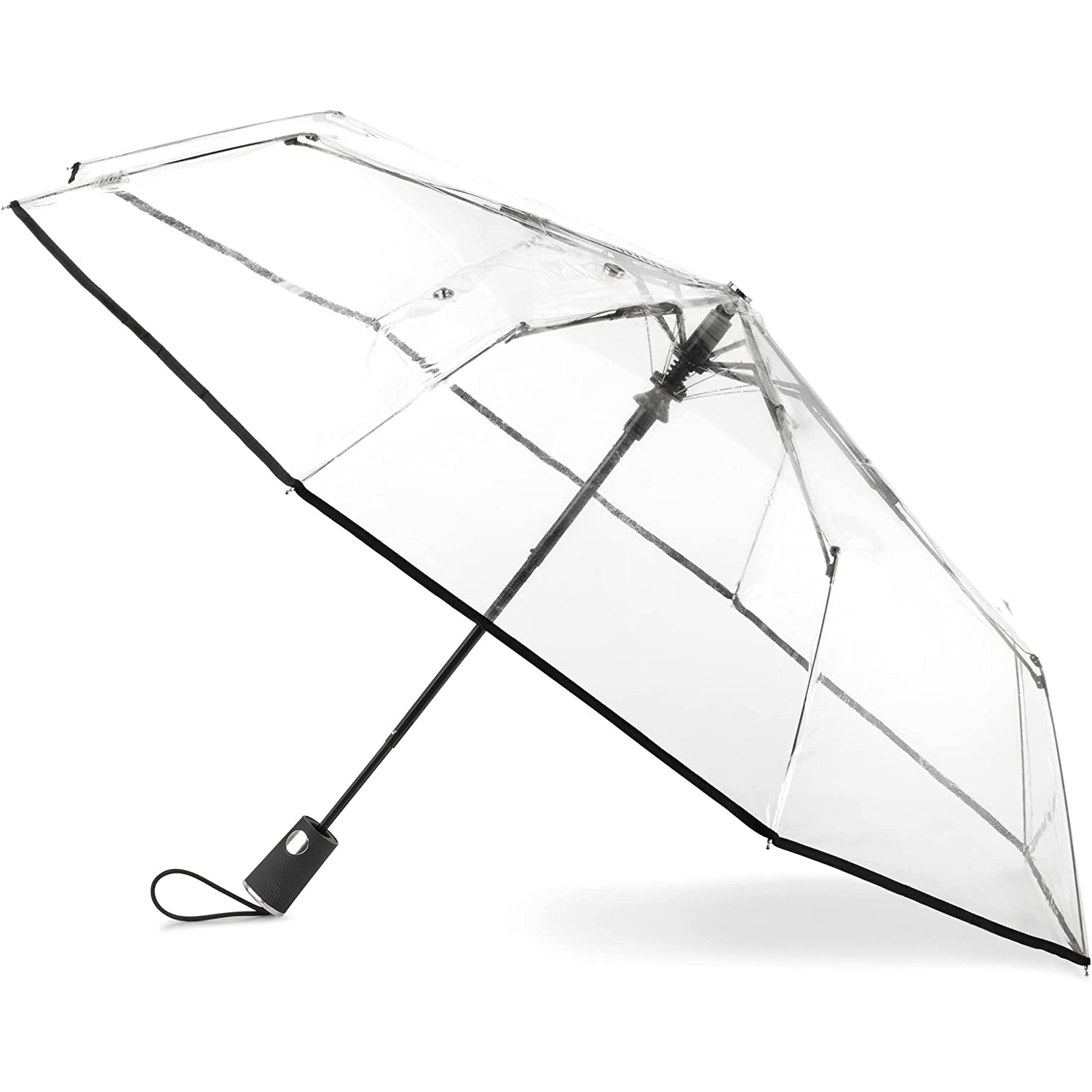 Parapluie ultra-transparent à ouverture automatique, noir