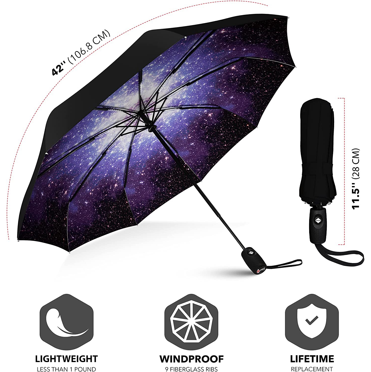 Parapluie de voyage à l’épreuve du vent : résistant au vent, petit : compact, léger, automatique, robuste Mini, repliables