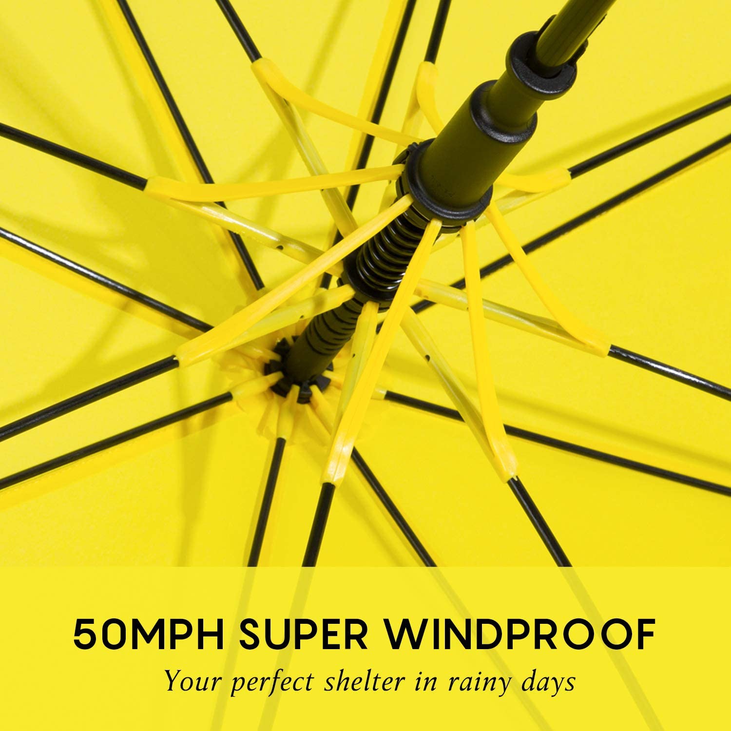 UV Stick Umbrella Auto Open UPF 50+ with J Hook Handle 50IN