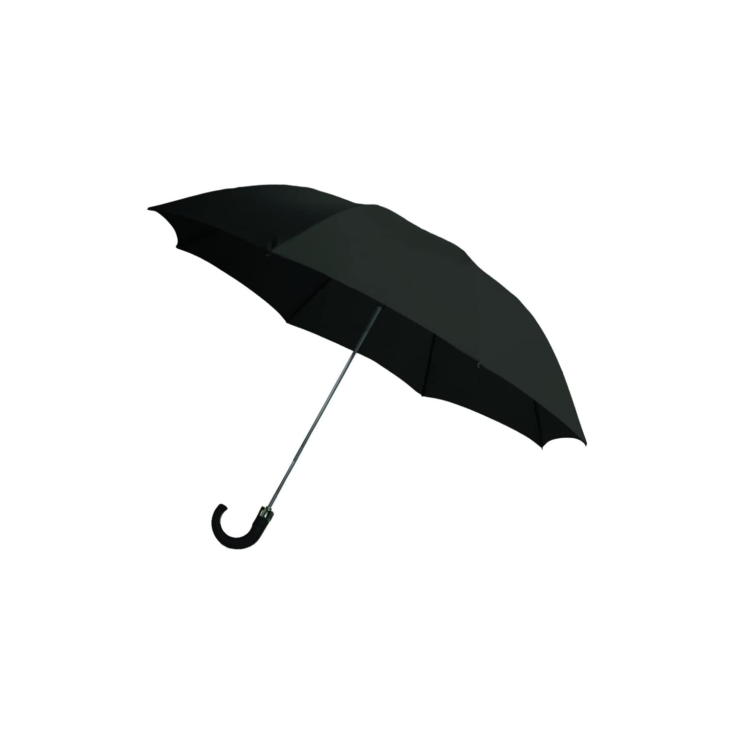 48134 – Parapluie à 2 plis à ouverture automatique avec pochette de rangement et poignée en plastique à crochet, noir, 42 po