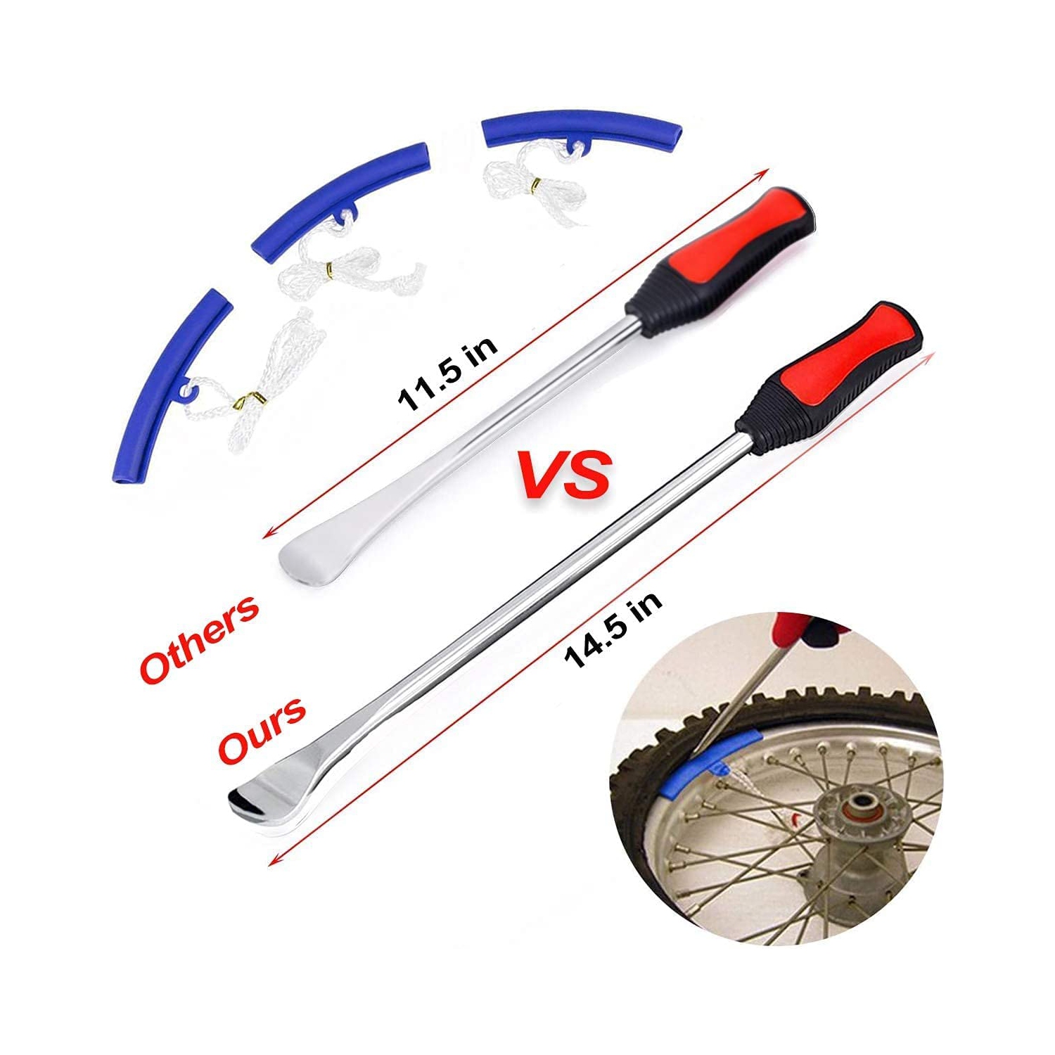 Cuillères à pneus de 14,5 po pour motocyclette, ensemble de cuillères à pneus pour moto tout terrain, outil de repassage professionnel pour cuillères