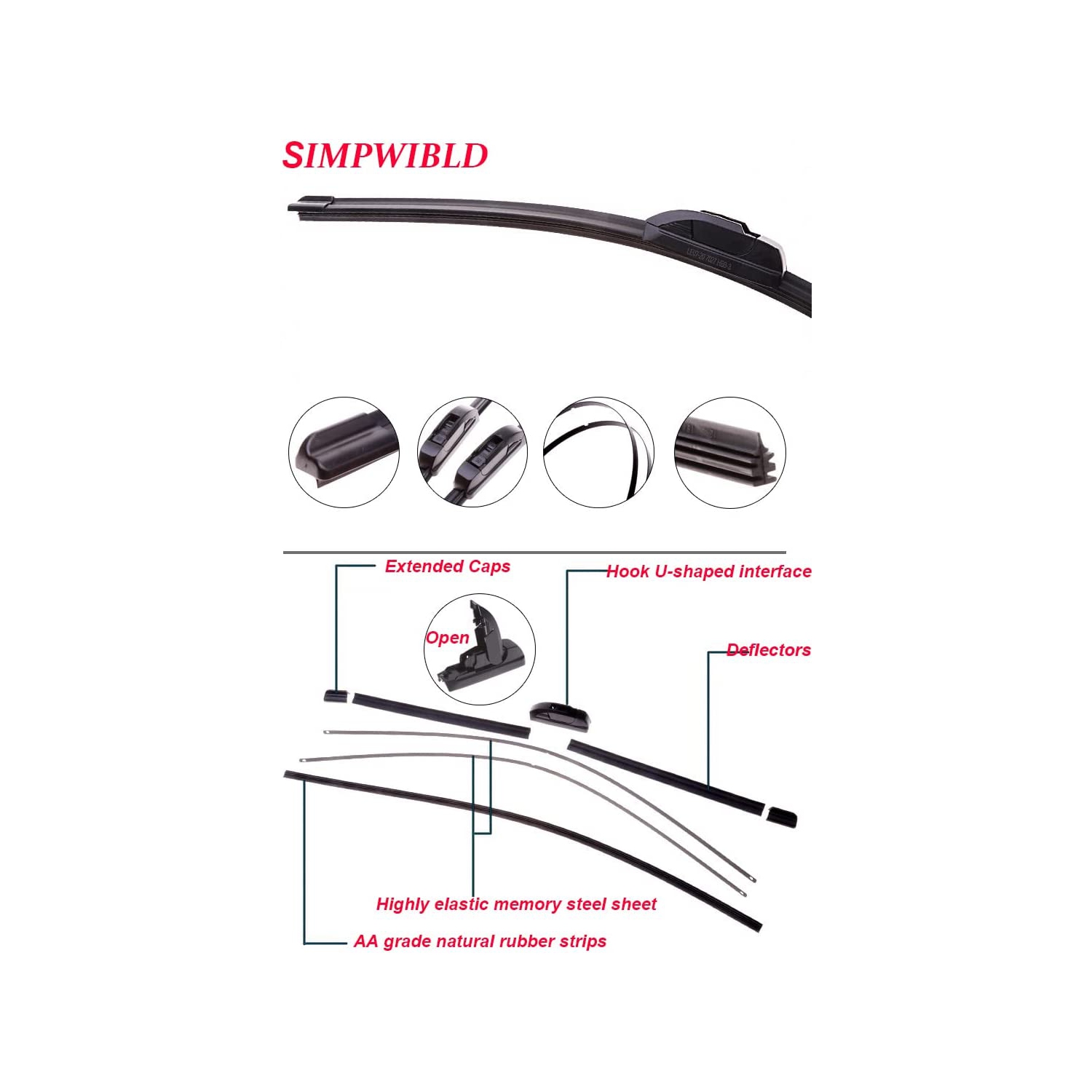 Balais d'essuie-glace universels quatre saisons de qualité supérieure d'origine pour le remplacement d'équipement d'origine, 22 po + 22 po