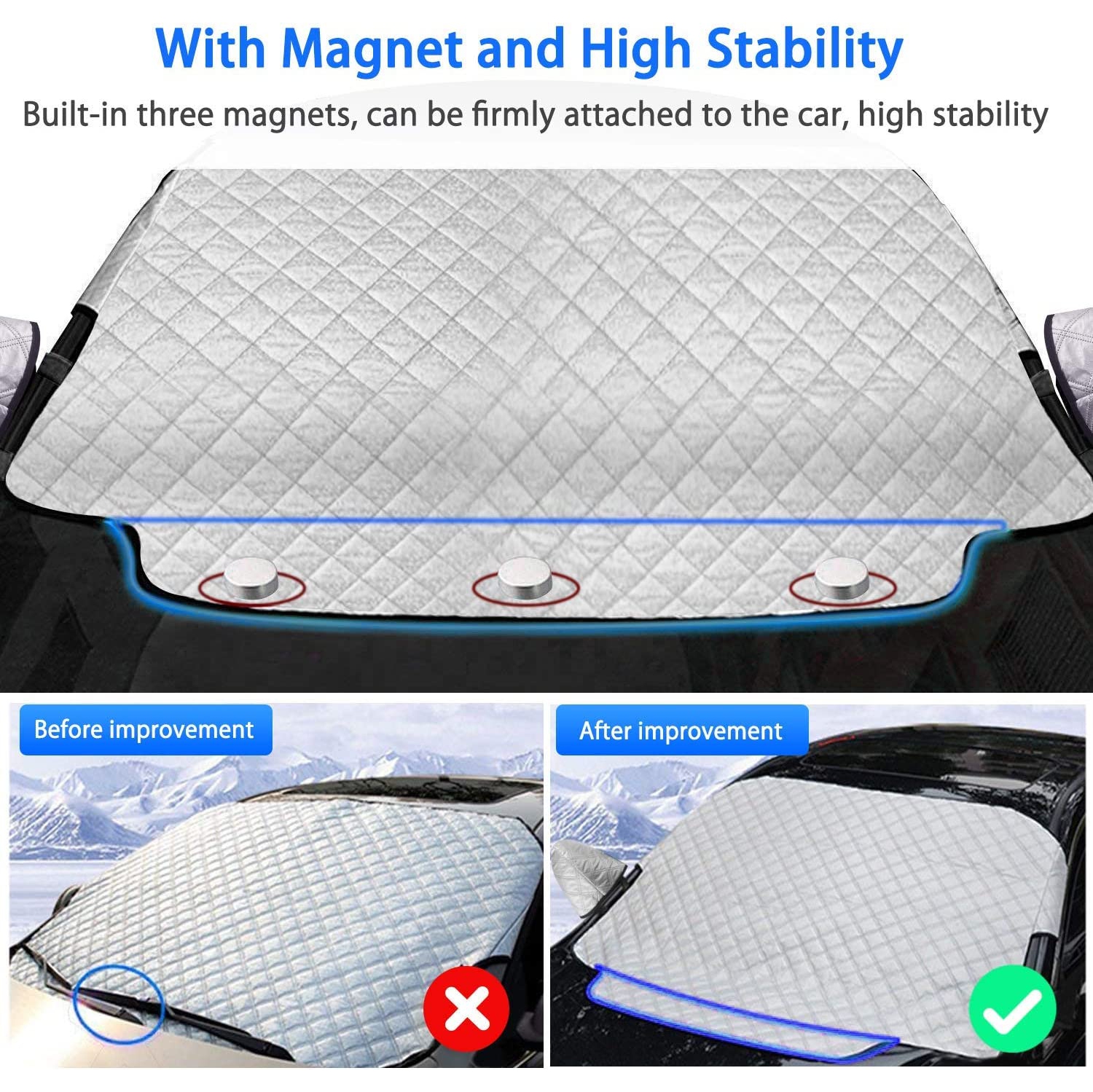 Pare-neige de pare-brise, pare-brise Winter Frost Guard pour la voiture, pare-poussière étanche Sun Protector et glace