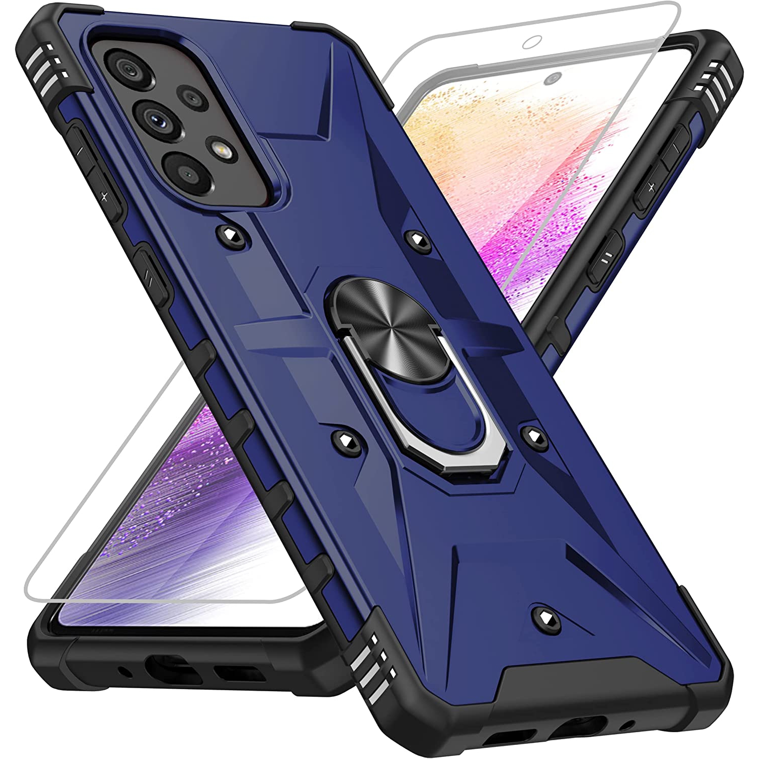 for Samsung Galaxy A53 5G Case, Samsung A53 5G Phone Case with Ring Kickstand Heavy Duty Dual Layer Shockproof