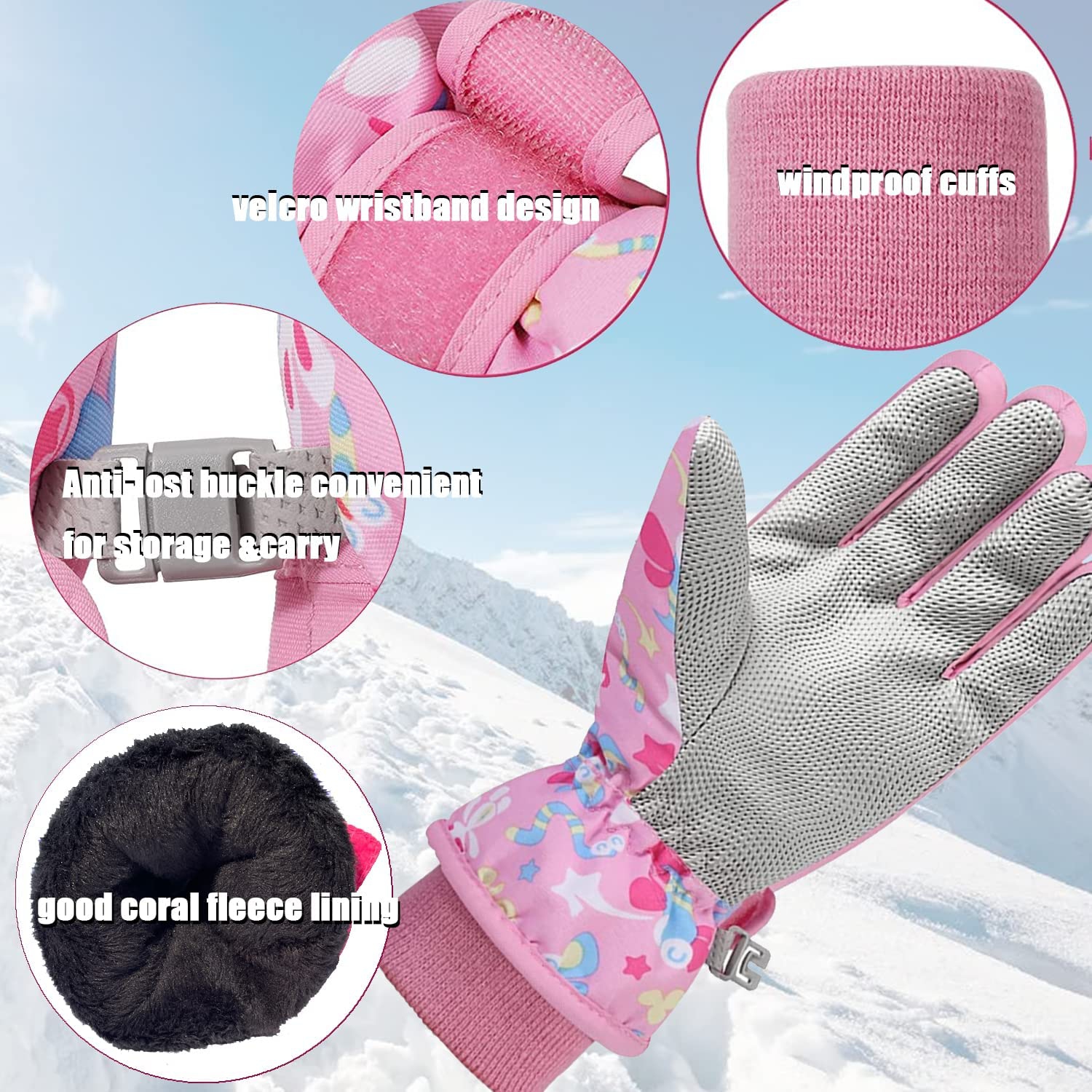 Gants imperméables pour garçons gants de ski d'hiver pour filles vélo de course pour garçons, filles, sports d'extérieur