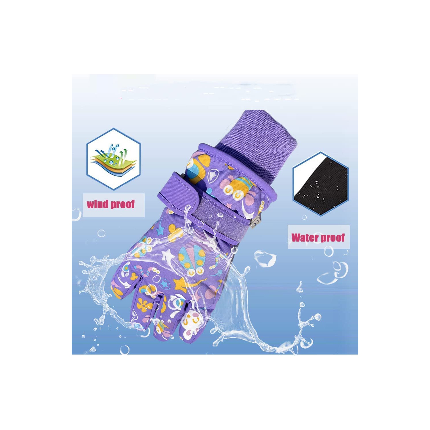 Gants imperméables pour garçons gants de ski d'hiver pour filles vélo de course pour garçons, filles, sports d'extérieur