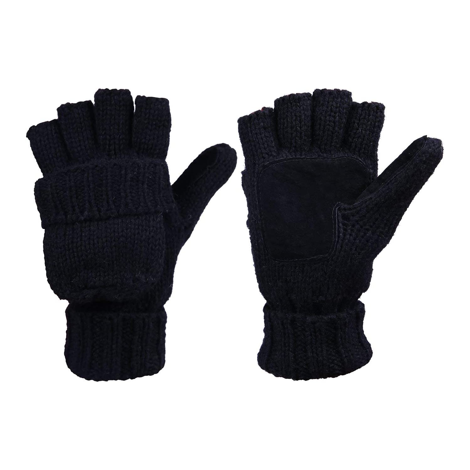 Gants d'hiver en tricot sans doigts, Mitaines convertibles en laine, gants chauds pour femmes et hommes