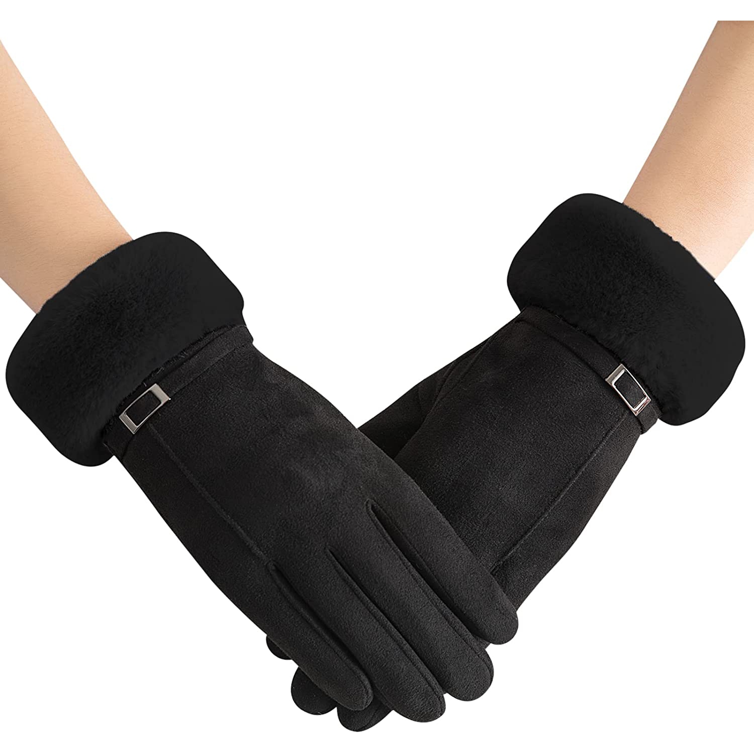 Gants d’hiver pour femmes doublés de molleton chaud gants élastiques épais pour messages texte sur écran tactile gants d’hiver pour temps froid