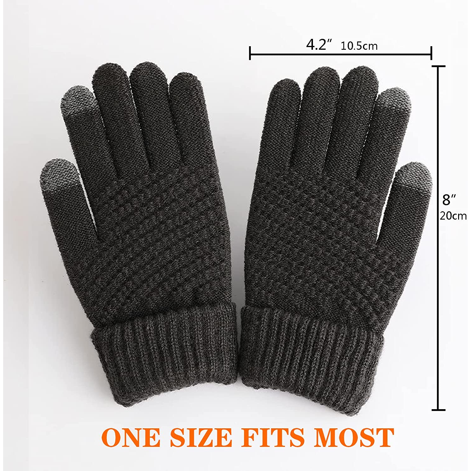 2 paires de gants d'hiver pour écran tactile pour femmes en tricot doublés de molleton chaud gants d'hiver à revers élastique pour messages texte en