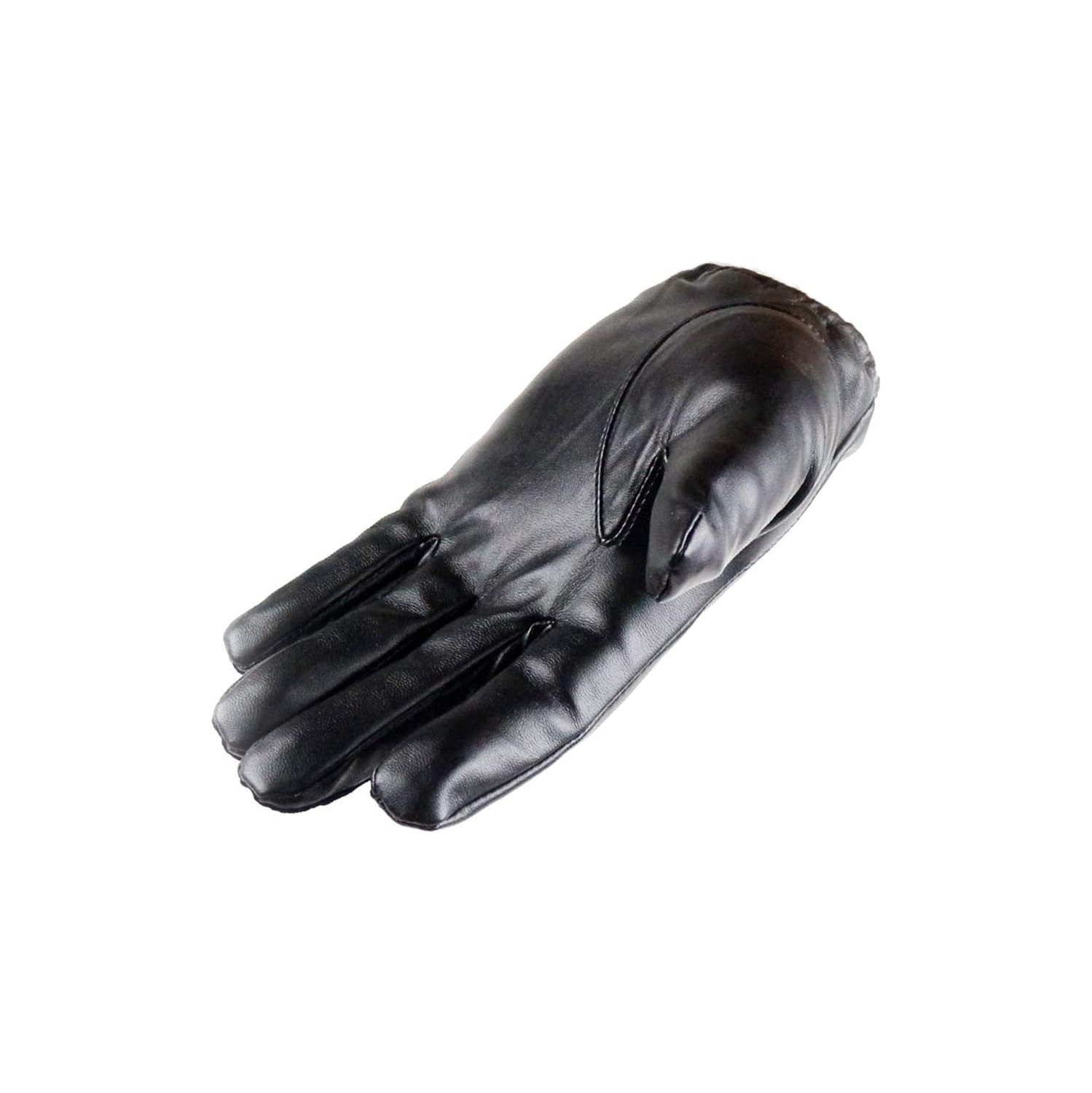 Gants pour écran tactile en cuir pour hommes Winter Driving Warm pour poignet, noir, grand