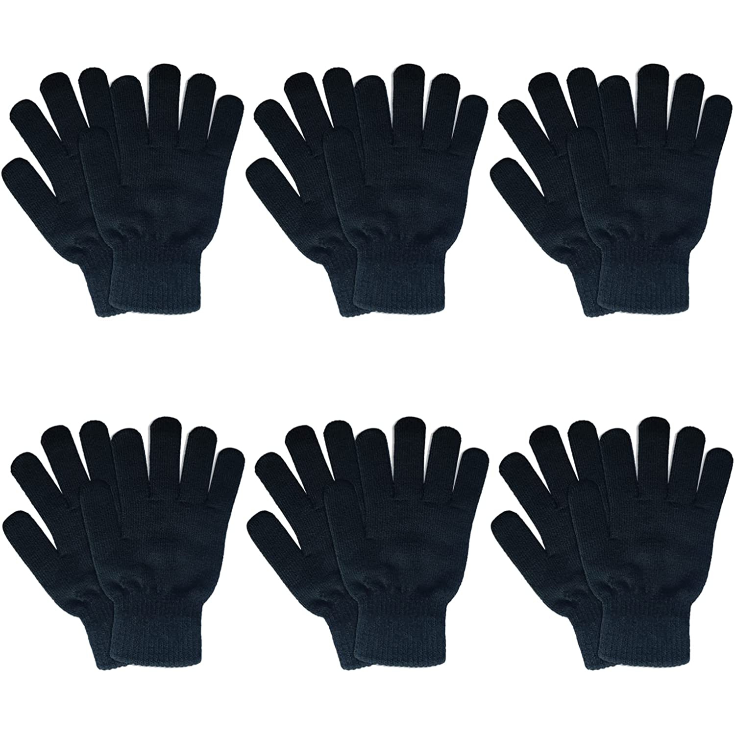 6 Pairs Winter Magic Gloves,Black Knit Gloves Warm Stretchy Gloves,Suitable For Cold Weather Cospaly Costume