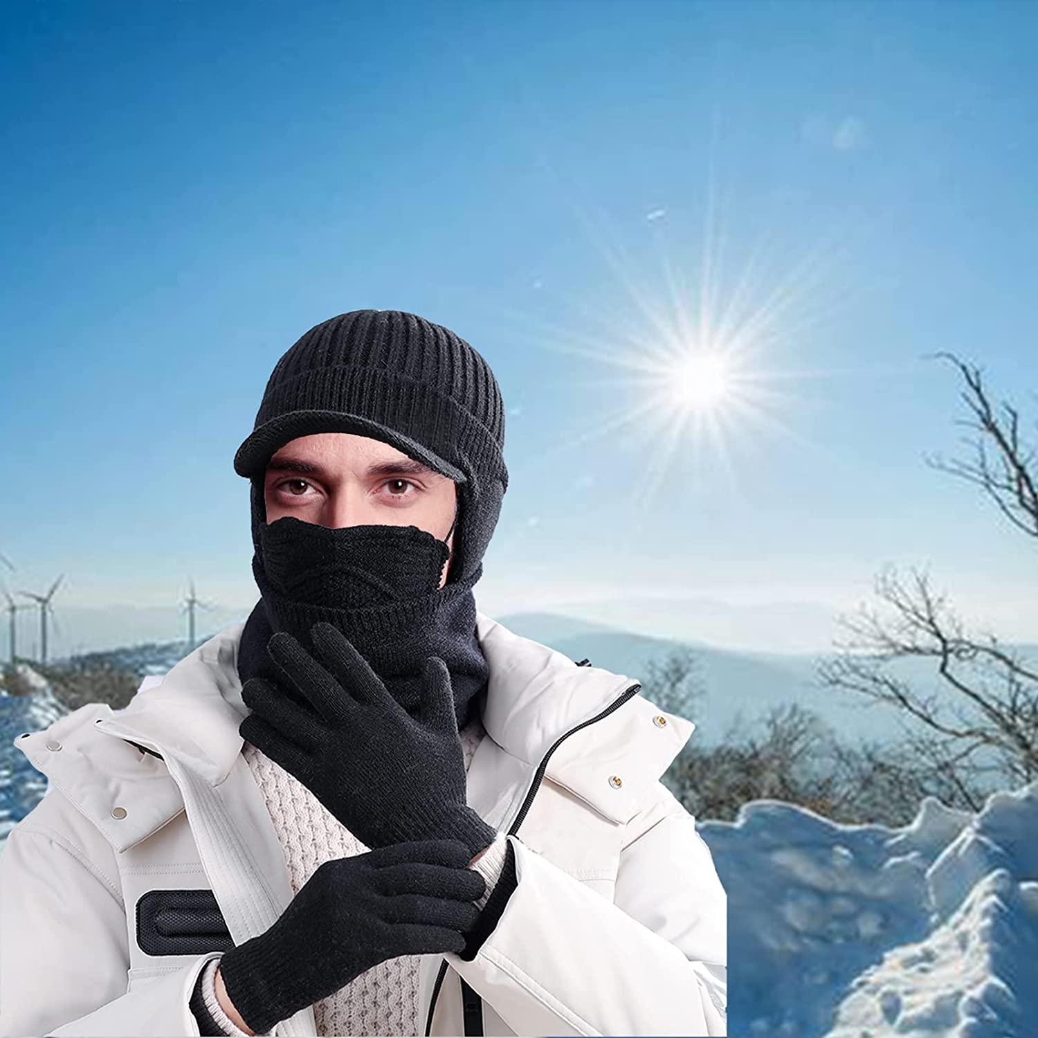 6 Pairs Winter Magic Gloves,Black Knit Gloves Warm Stretchy Gloves,Suitable For Cold Weather Cospaly Costume