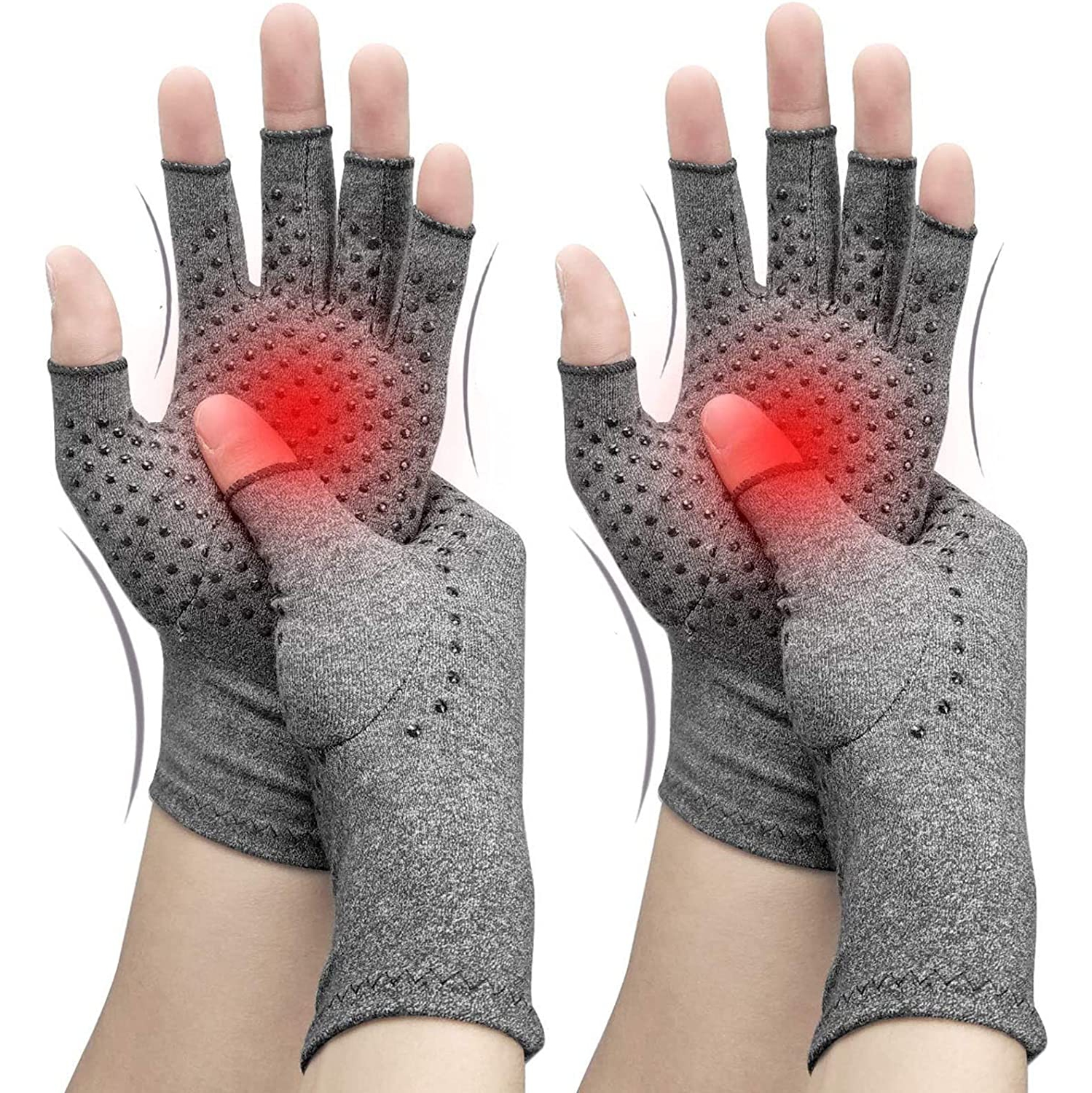 2 Pairs Anti Arthritis Compression Gloves Half Finger Gloves Training Pressure Gloves Pain Wrist Brace