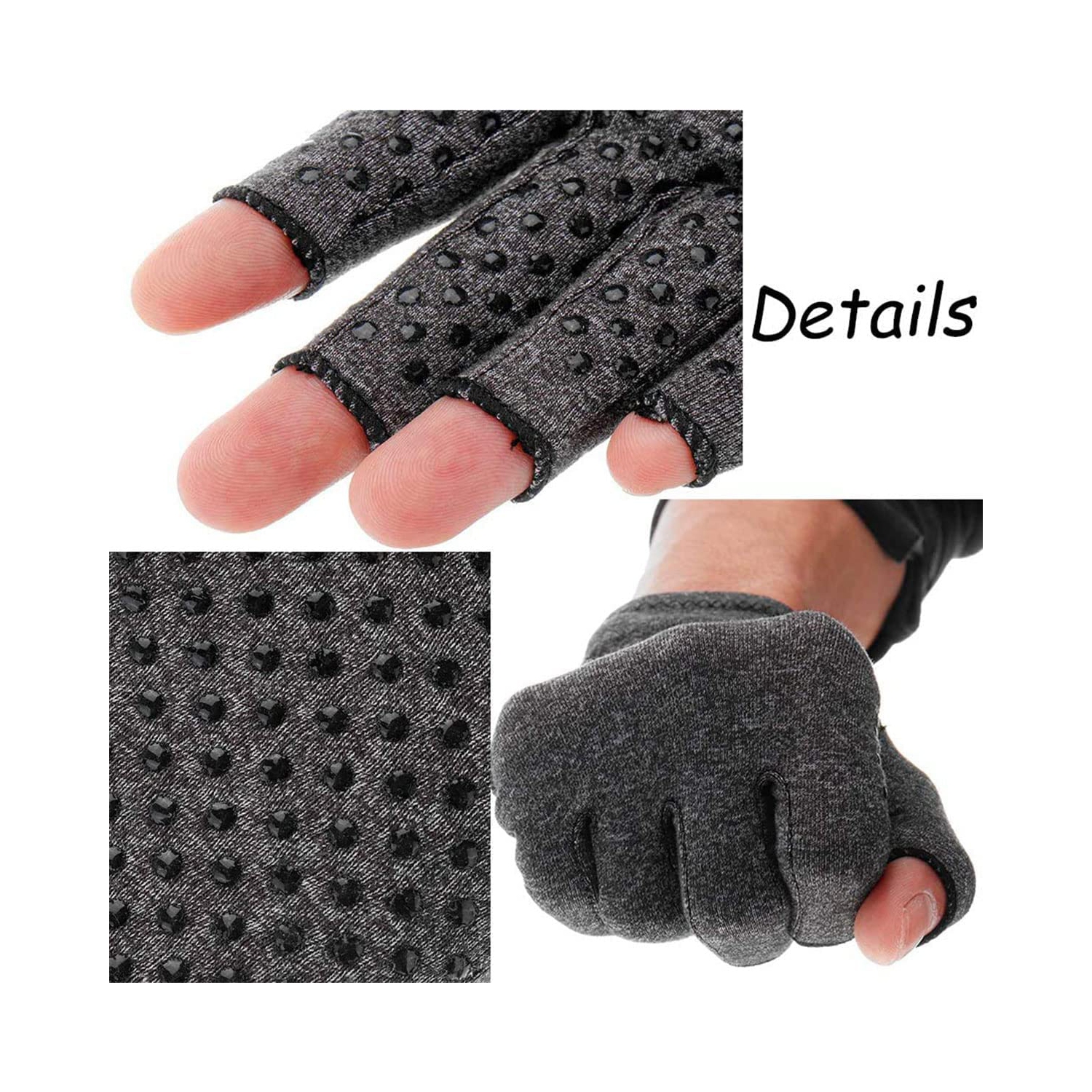 2 Pairs Anti Arthritis Compression Gloves Half Finger Gloves Training Pressure Gloves Pain Wrist Brace